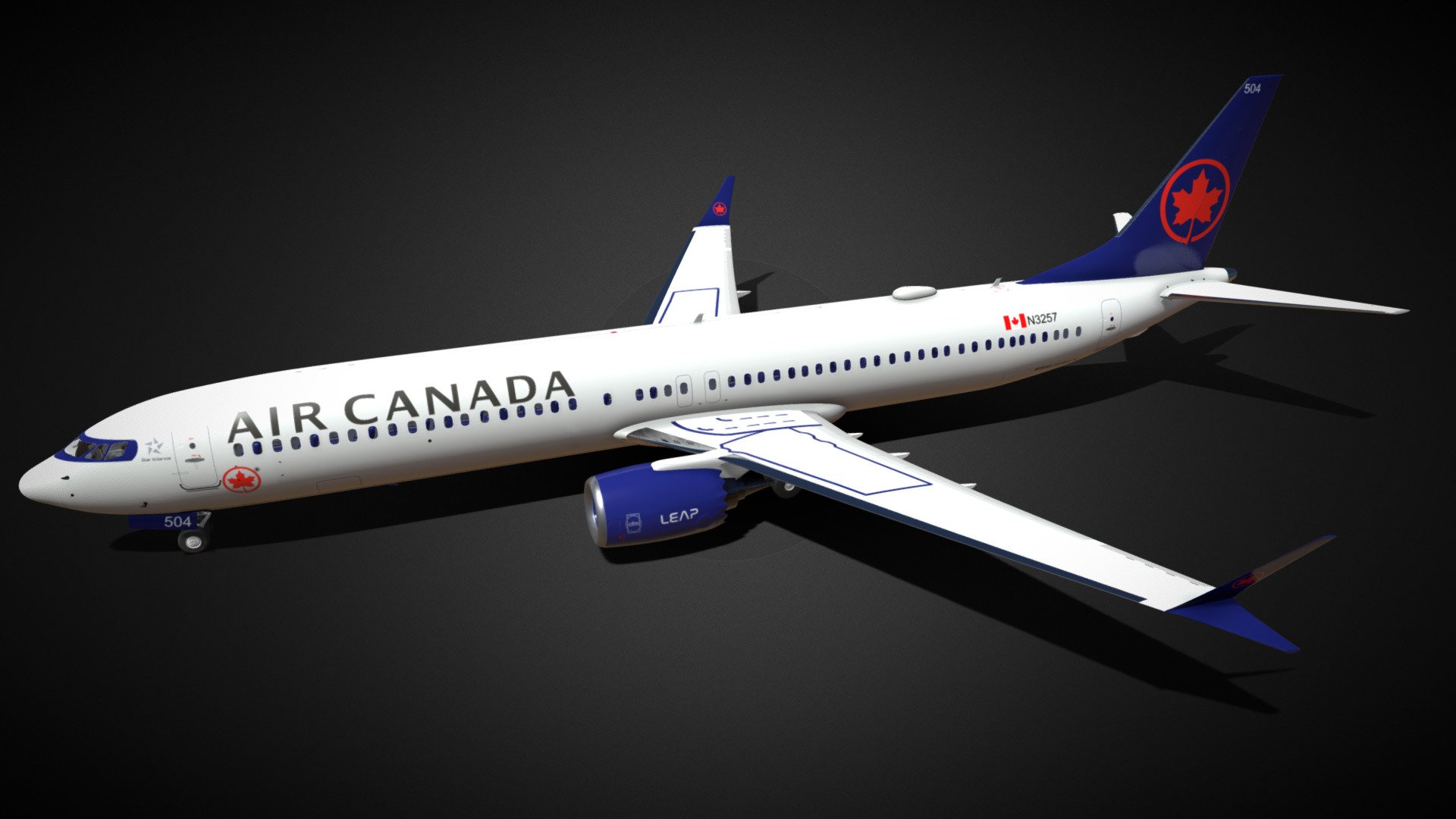 Boeing 737 Max 10 Air Canada w Interior 3d model