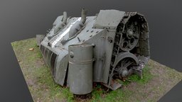 Buried (pink) tank sculpture