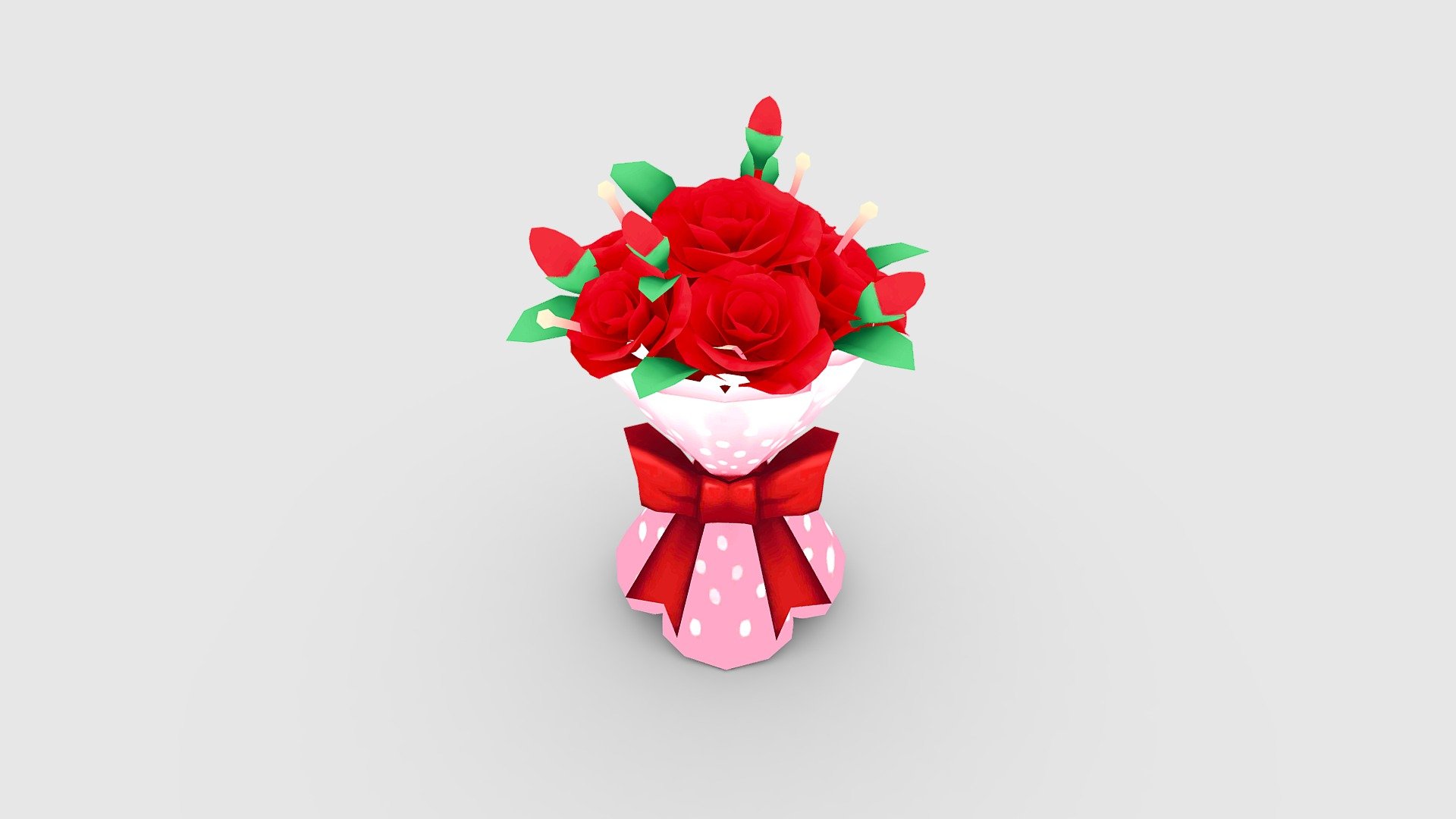 Cartoon Valentine Day bouquet 3d model