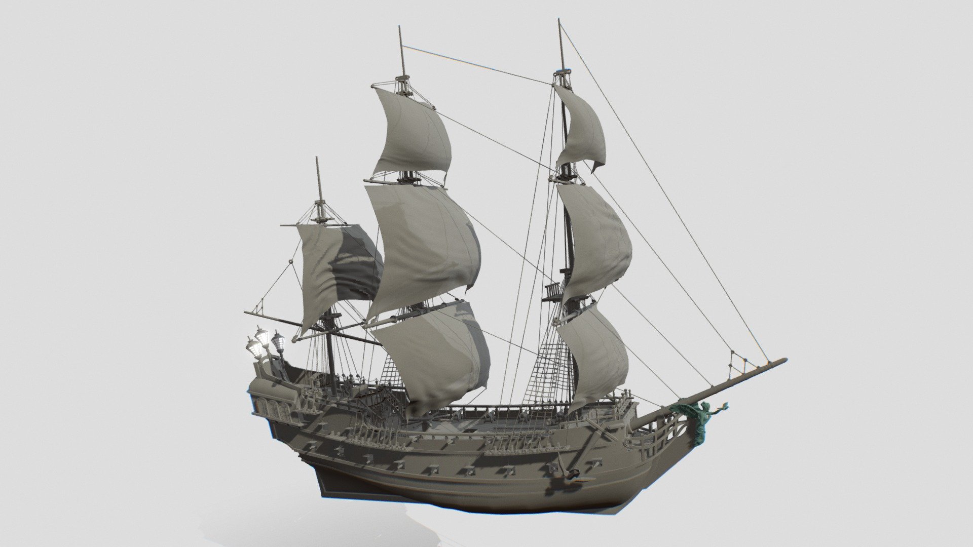 black_pearl_ship_model 3d model