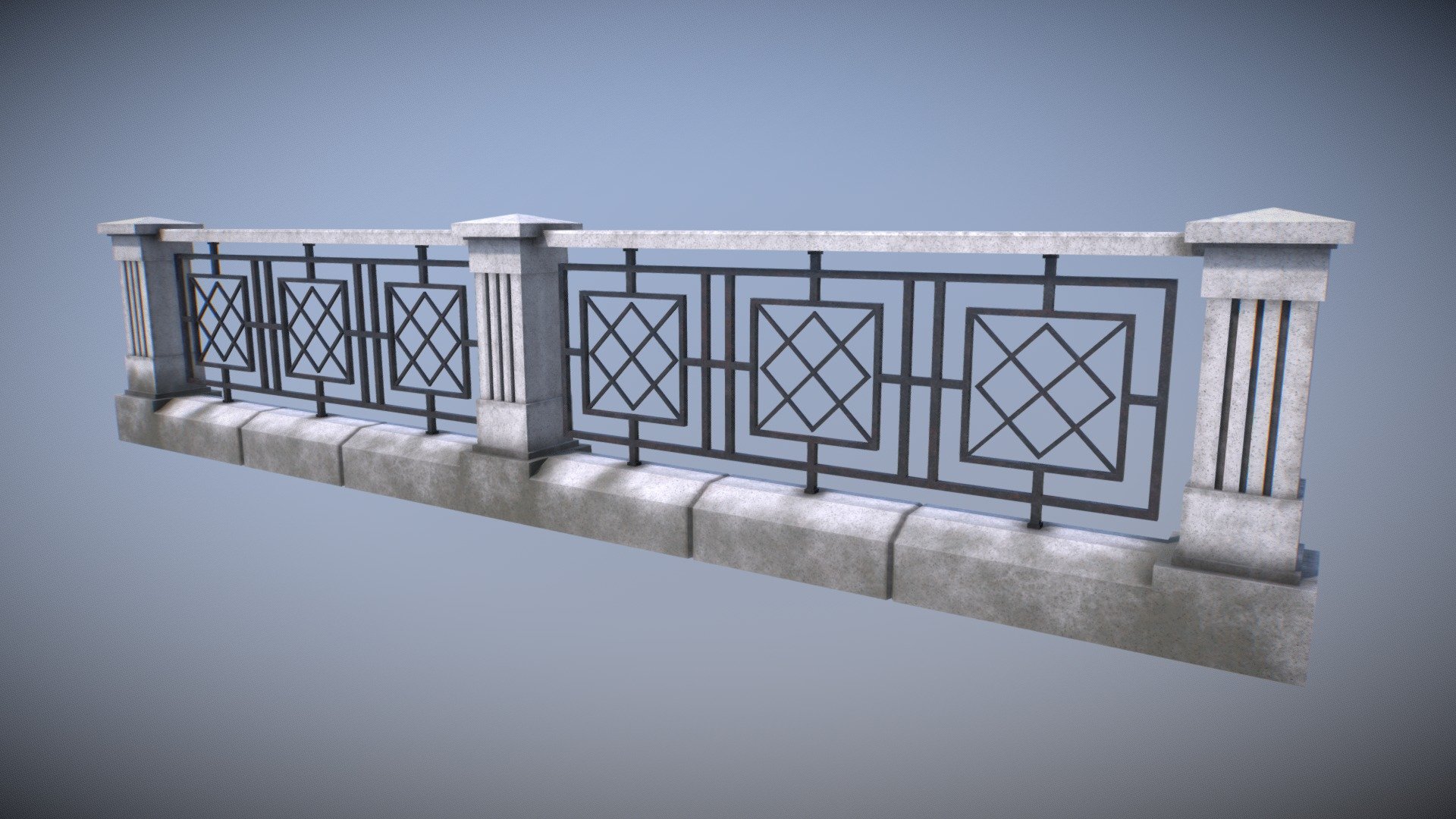 Concrete Fence 3d model