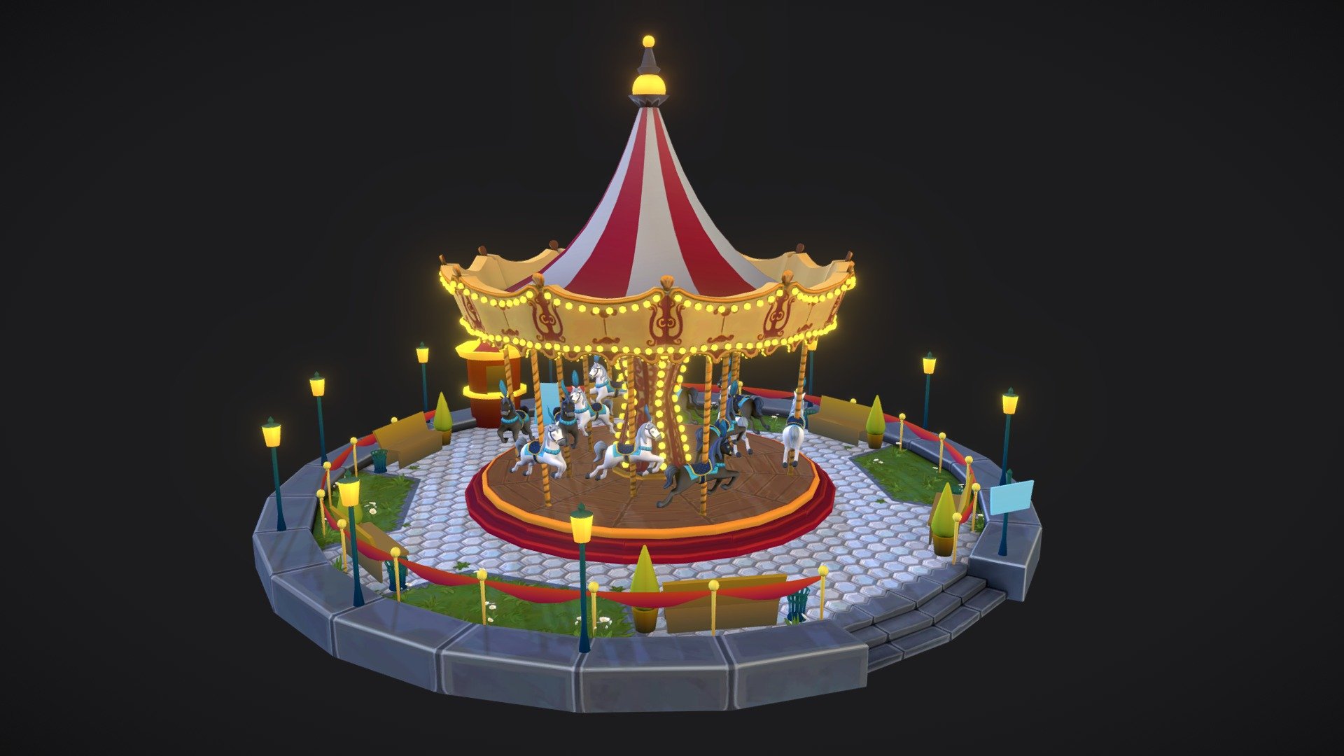 WIP CGMA Merry-go-round carousel 3d model