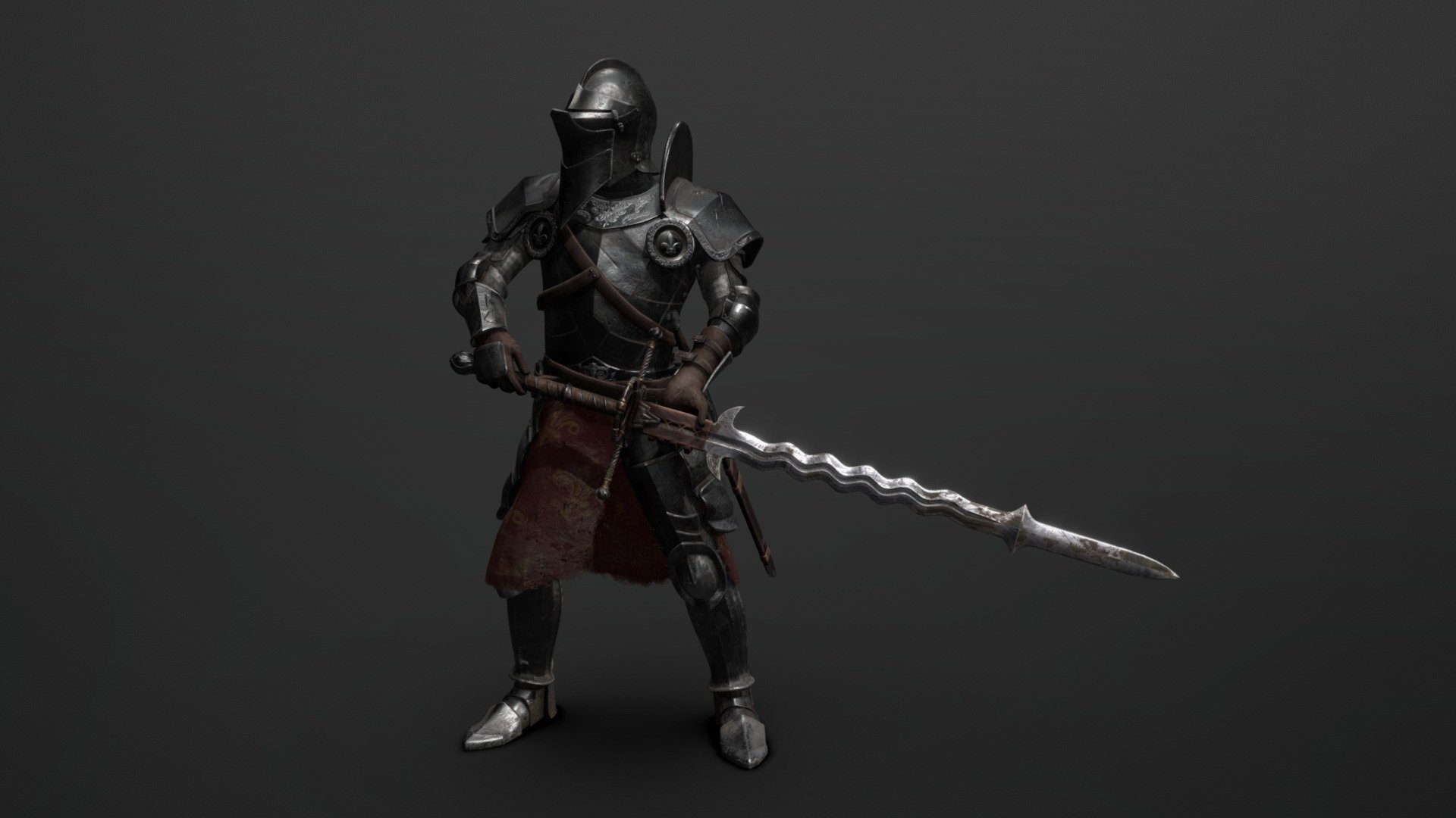 Heavily armored Landsknecht 3d model