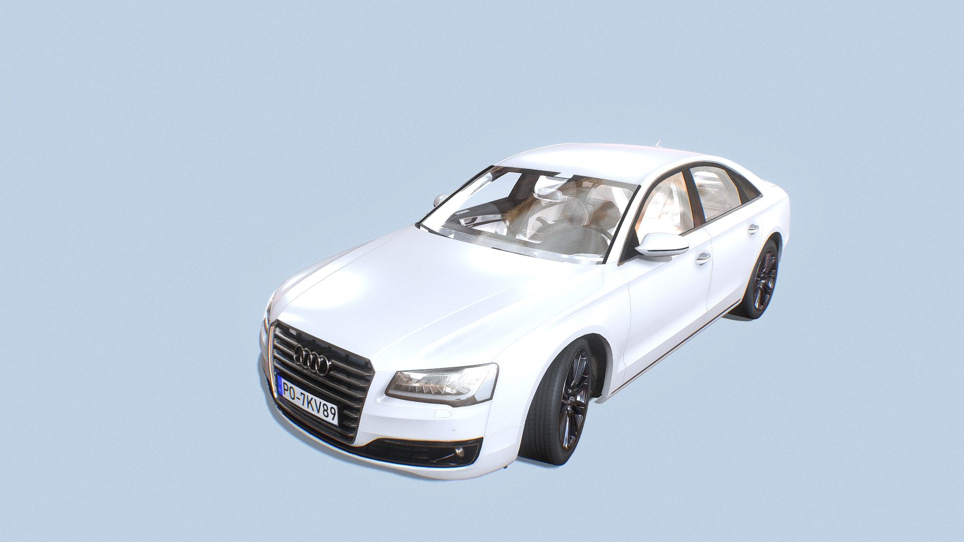 White Car Audi A8 3d model