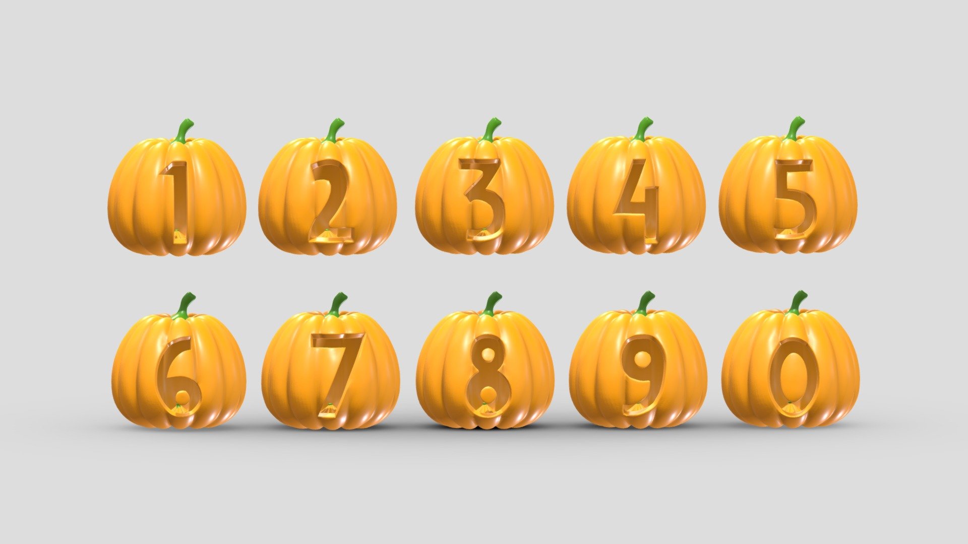 Halloween Pumpkin Numbers 3d model