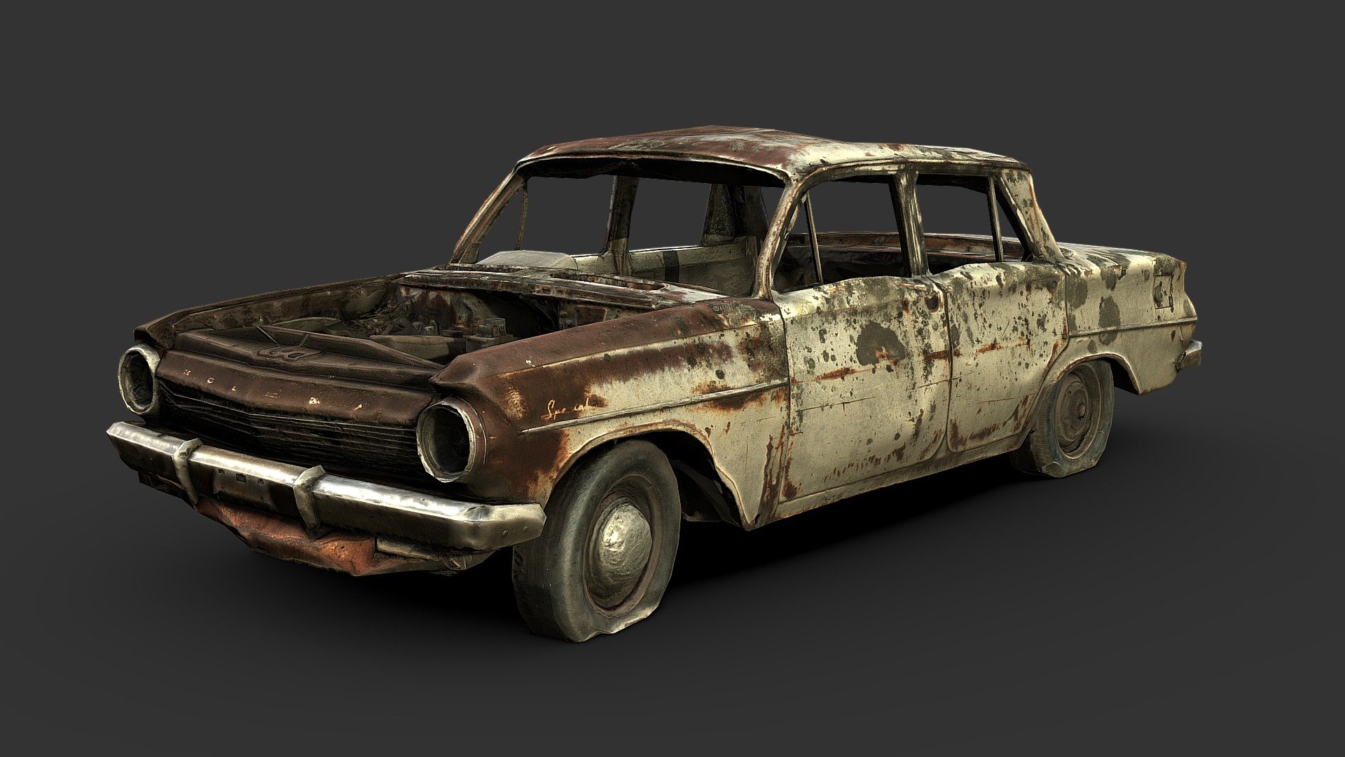 Abandoned Sedan (Gameready from Scan) 3d model