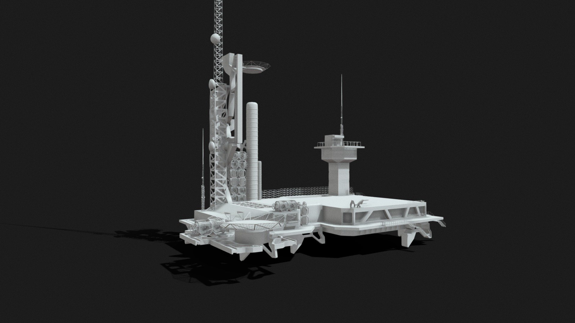 futuristic spaceship launch pad 3d model