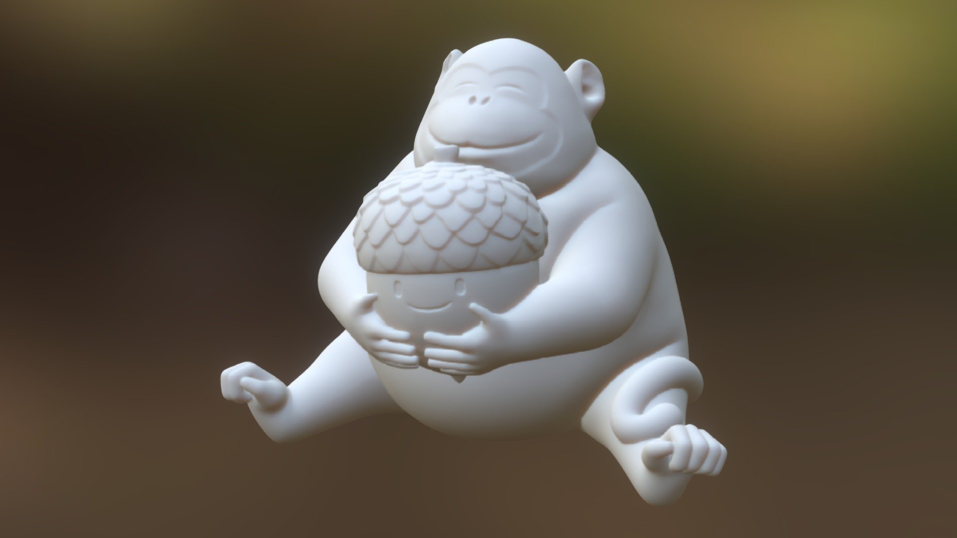 Monkey and Acorn 3d model