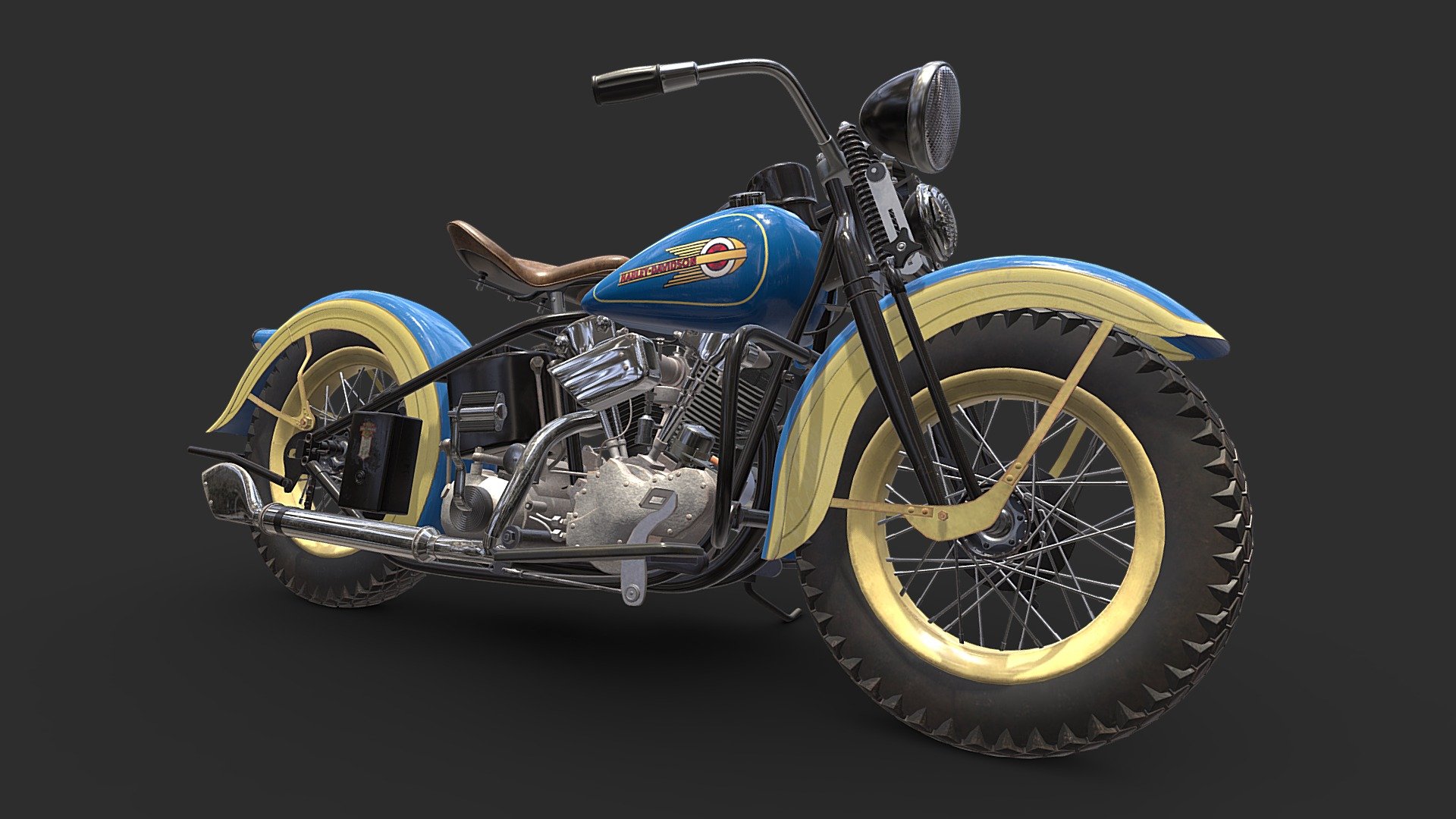 1936 Harley-Davidson Knucklehead 3d model