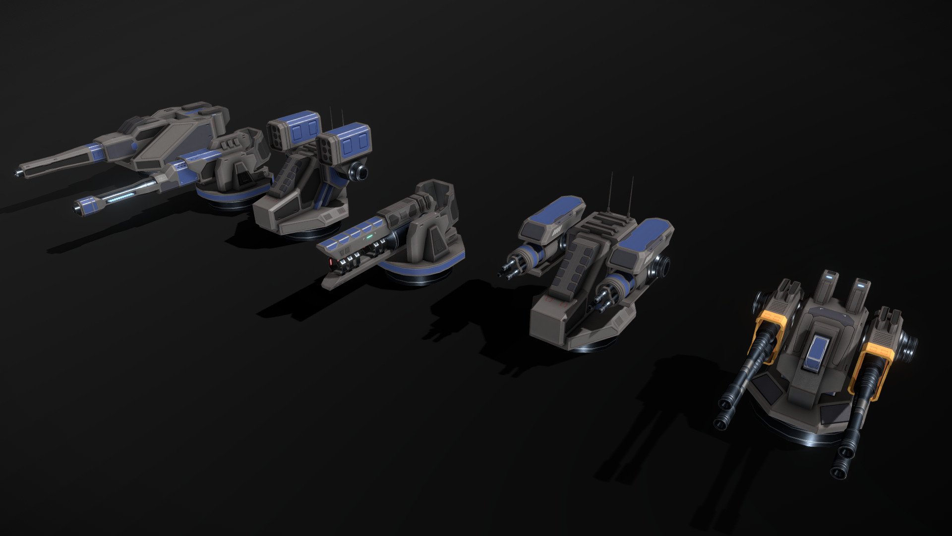 Modular Turrets Pack 3d model