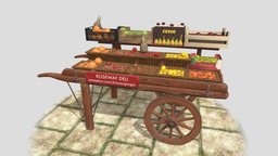 Low Poly Fruit Cart