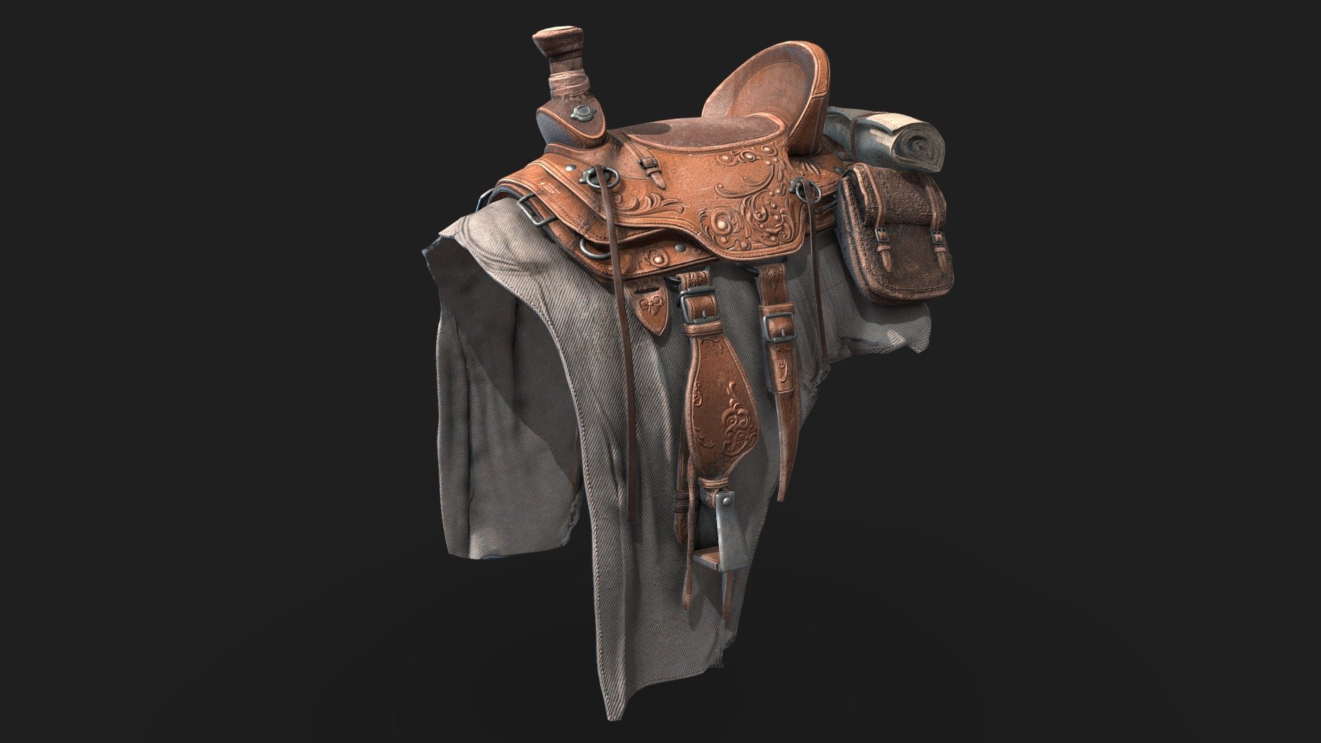 Saddle (PBR Textured) 3d model