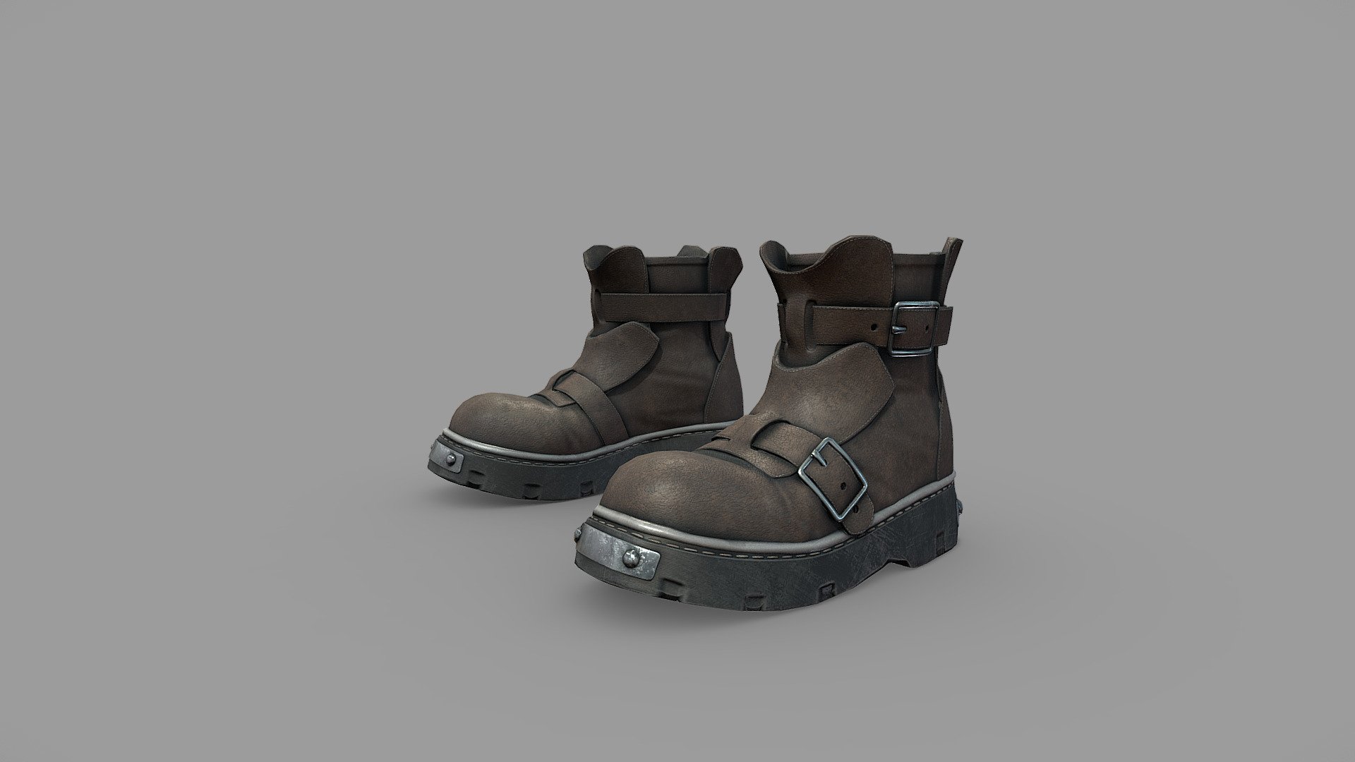 Brown Steampunk Boots 3d model