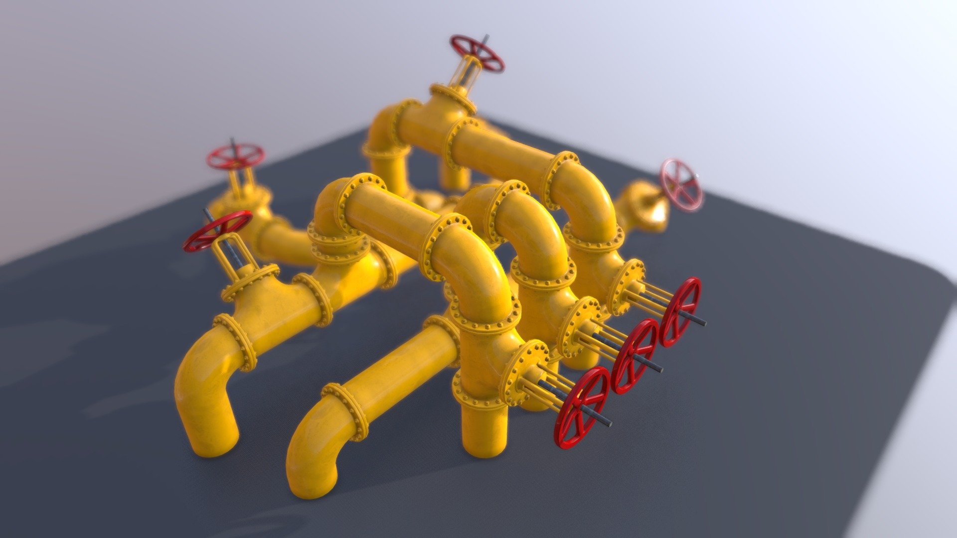 PBR Industrial Pipes Large 3d model