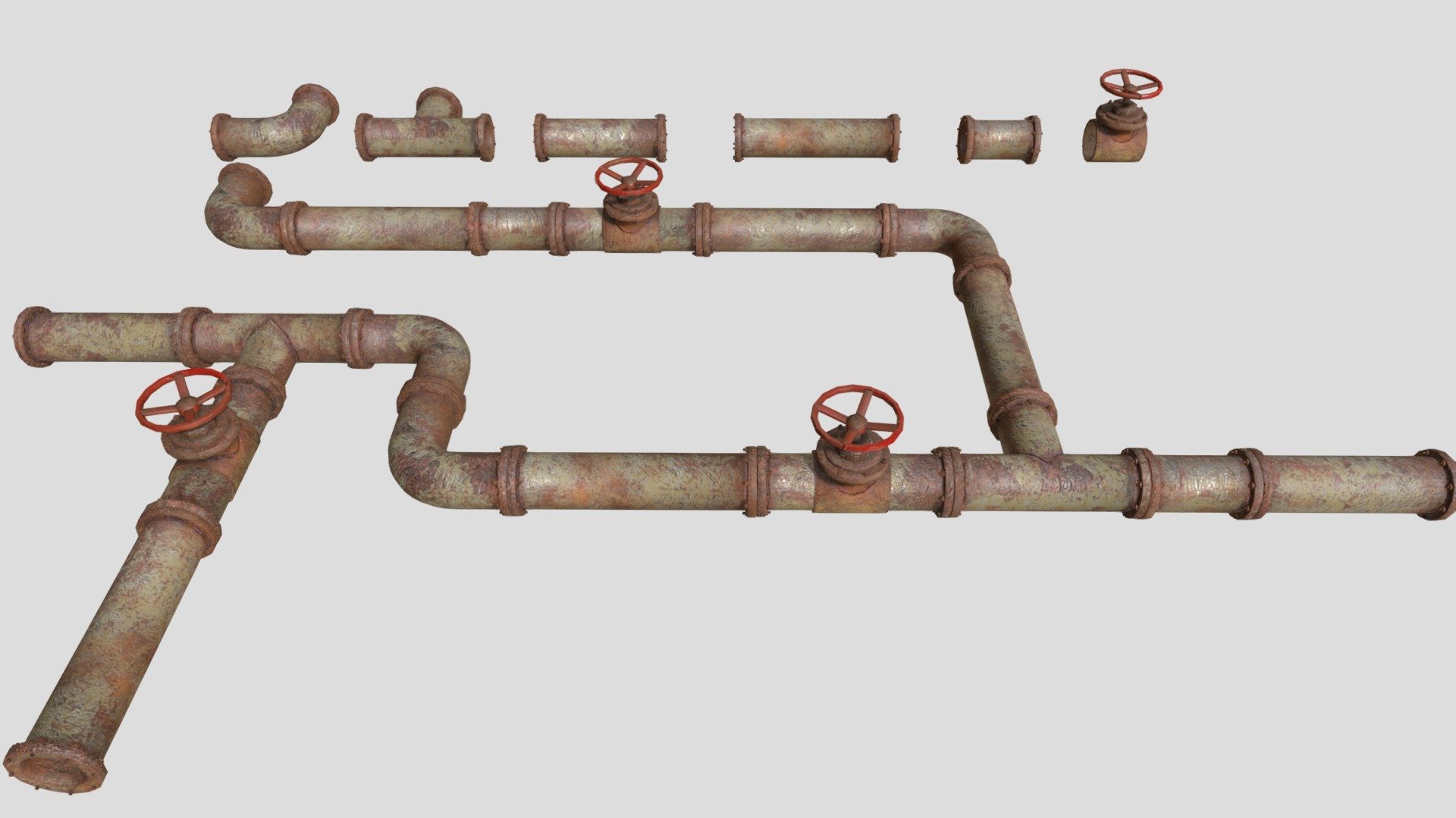 Modular Industrial Pipes 3d model