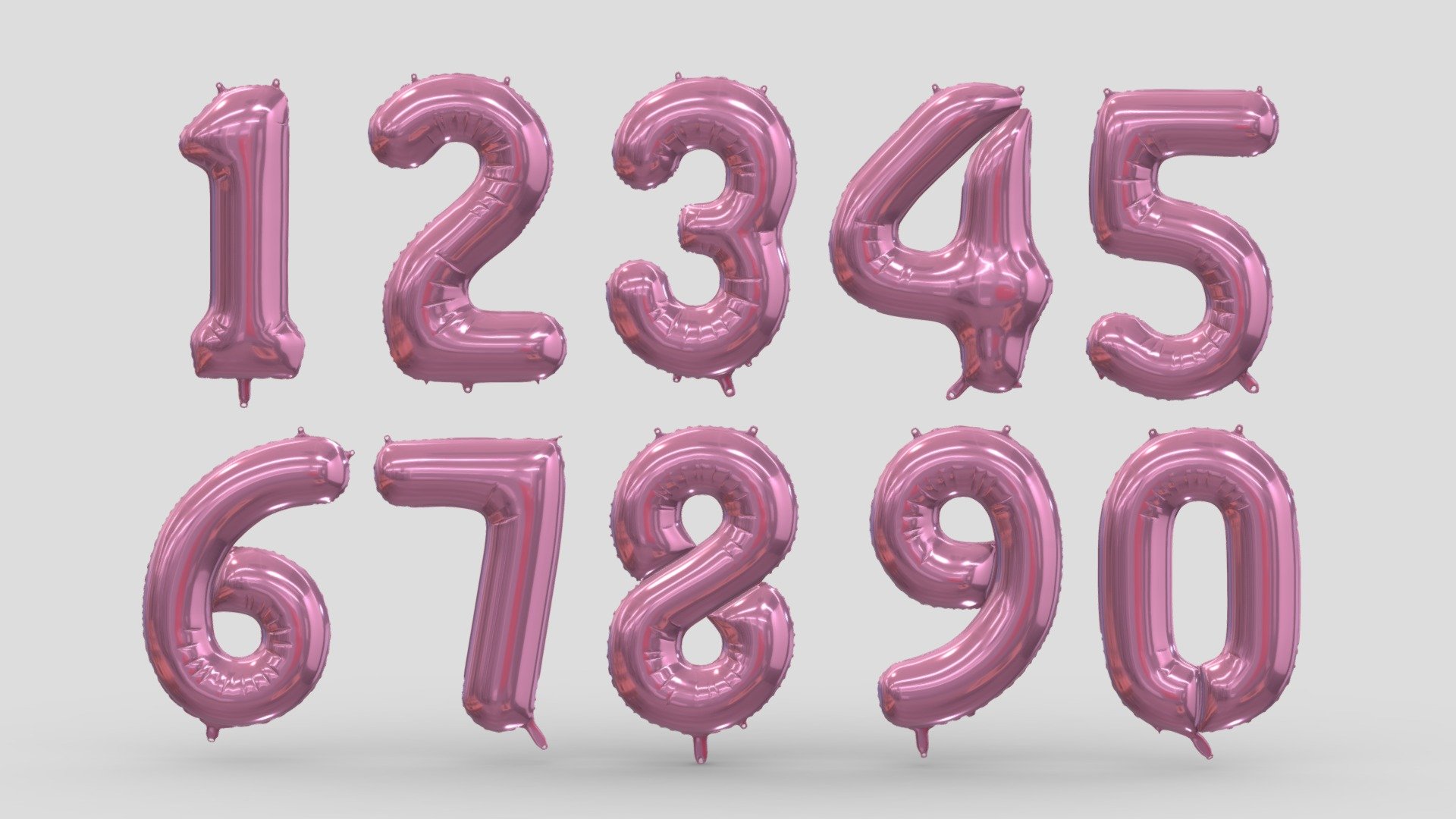 Balloon Numbers Pink 3d model