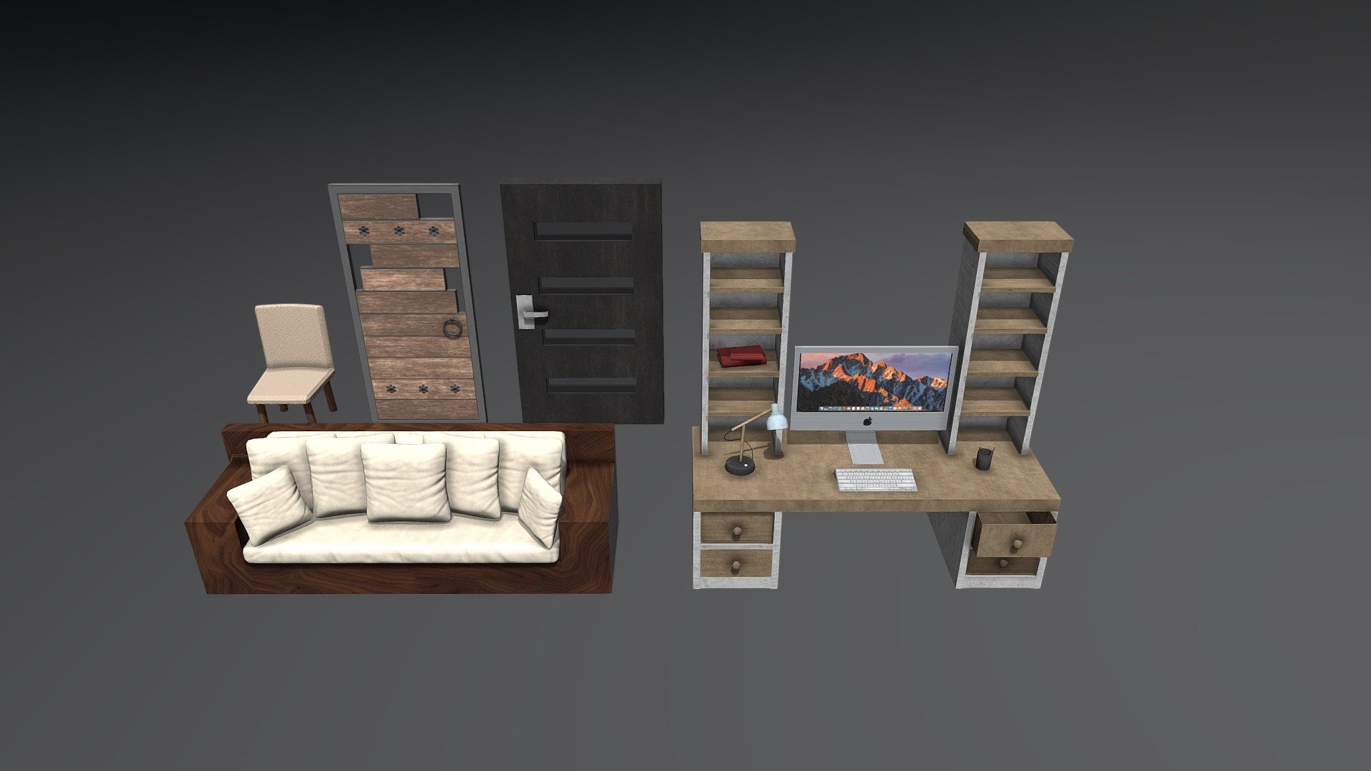 Modern House Interior Props 3d model