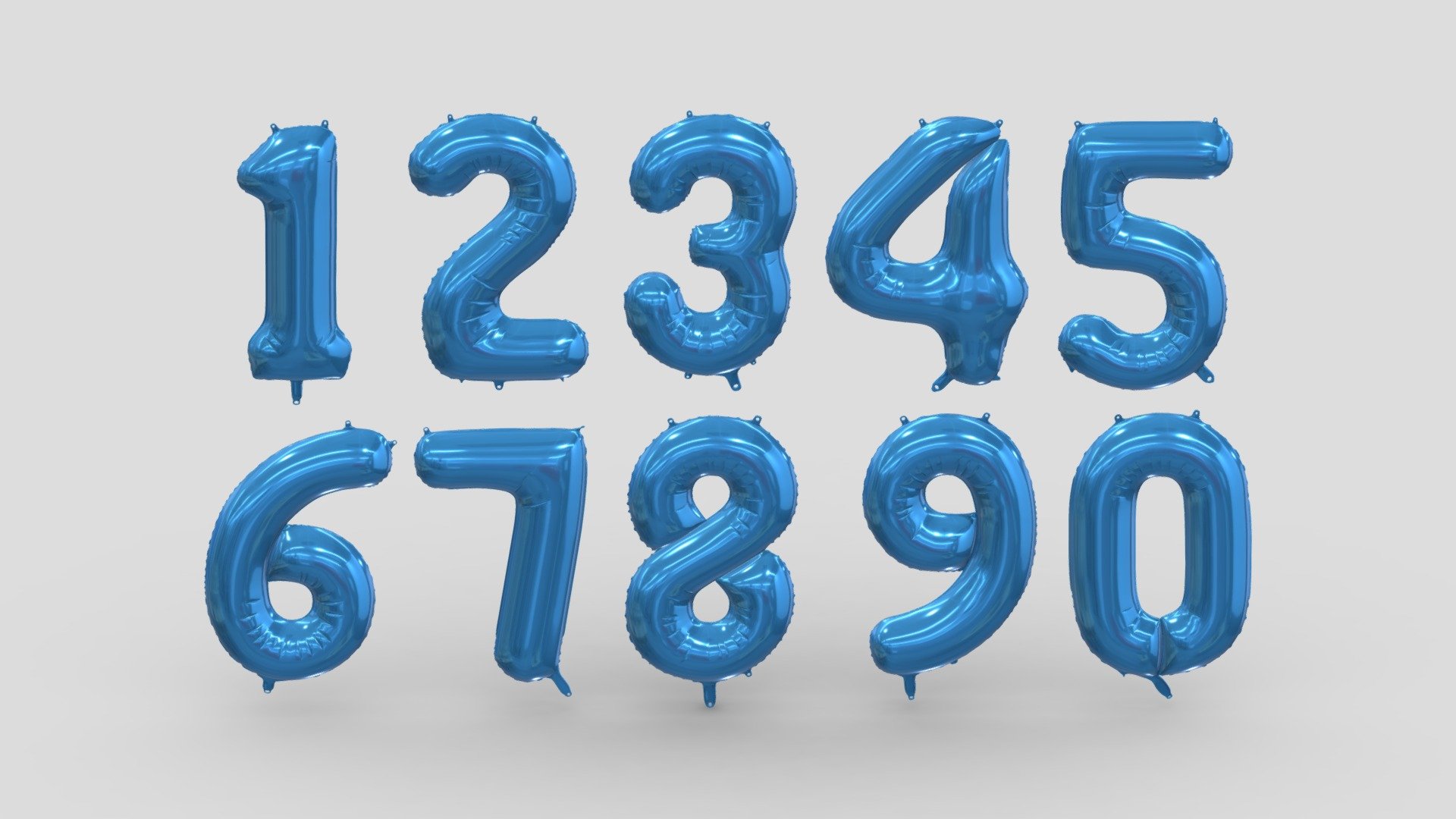 Balloon Numbers Blue 3d model