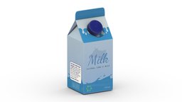 Supermarket Milk Carton 02 Low Poly PBR