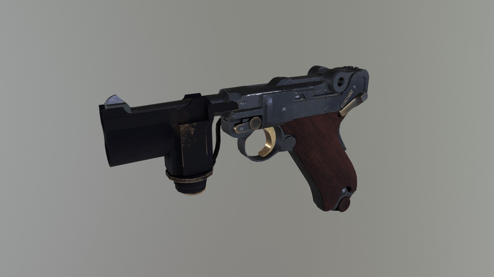 Luger nachtpistol 3d model