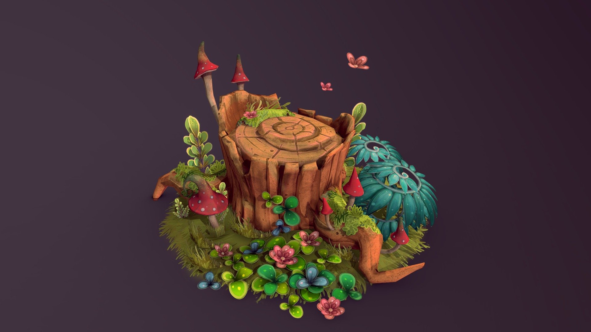 Stylised Stump 3d model