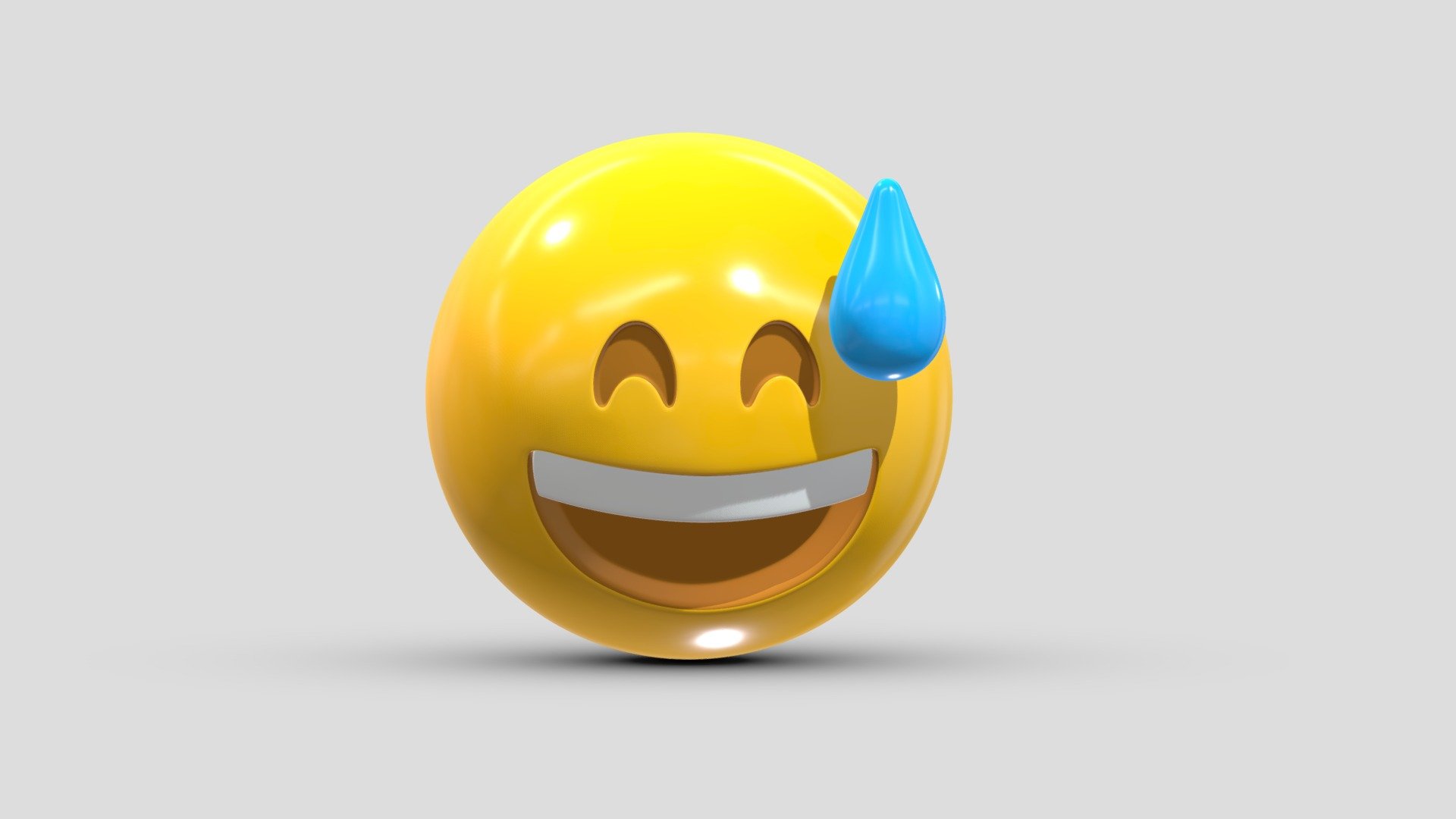 Apple Grinning Face with Sweat 3d model