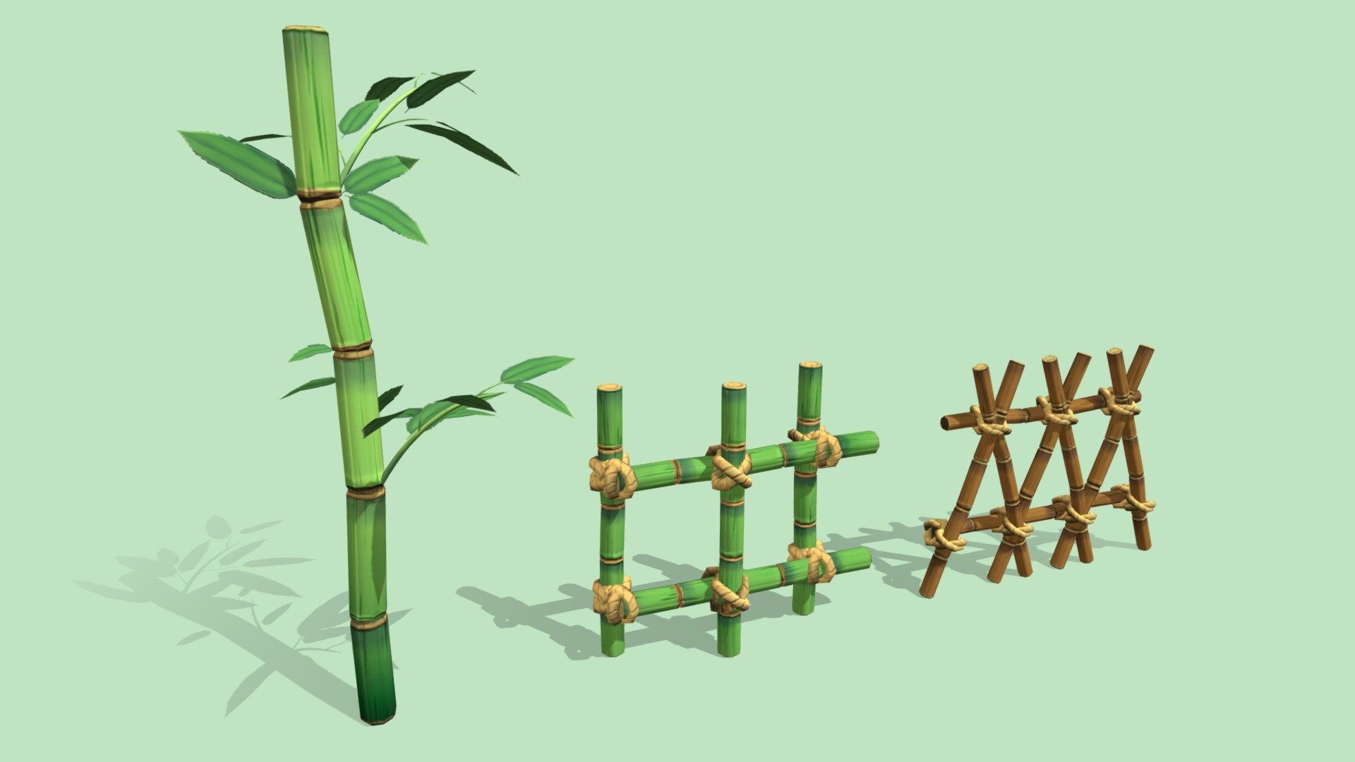 Bamboo and Fences 3d model