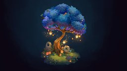 Hand-Painted Magic Tree Diorama