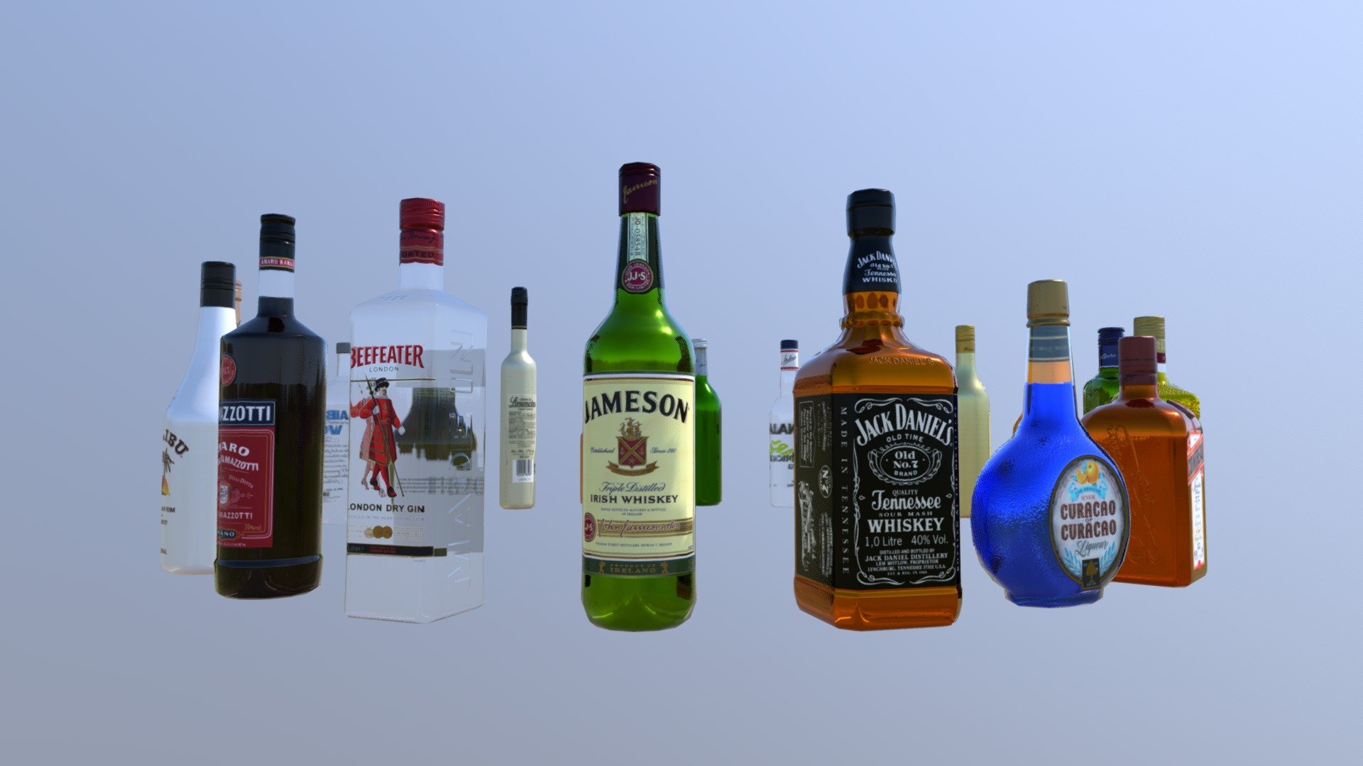 20 Liquor bottles 3d model