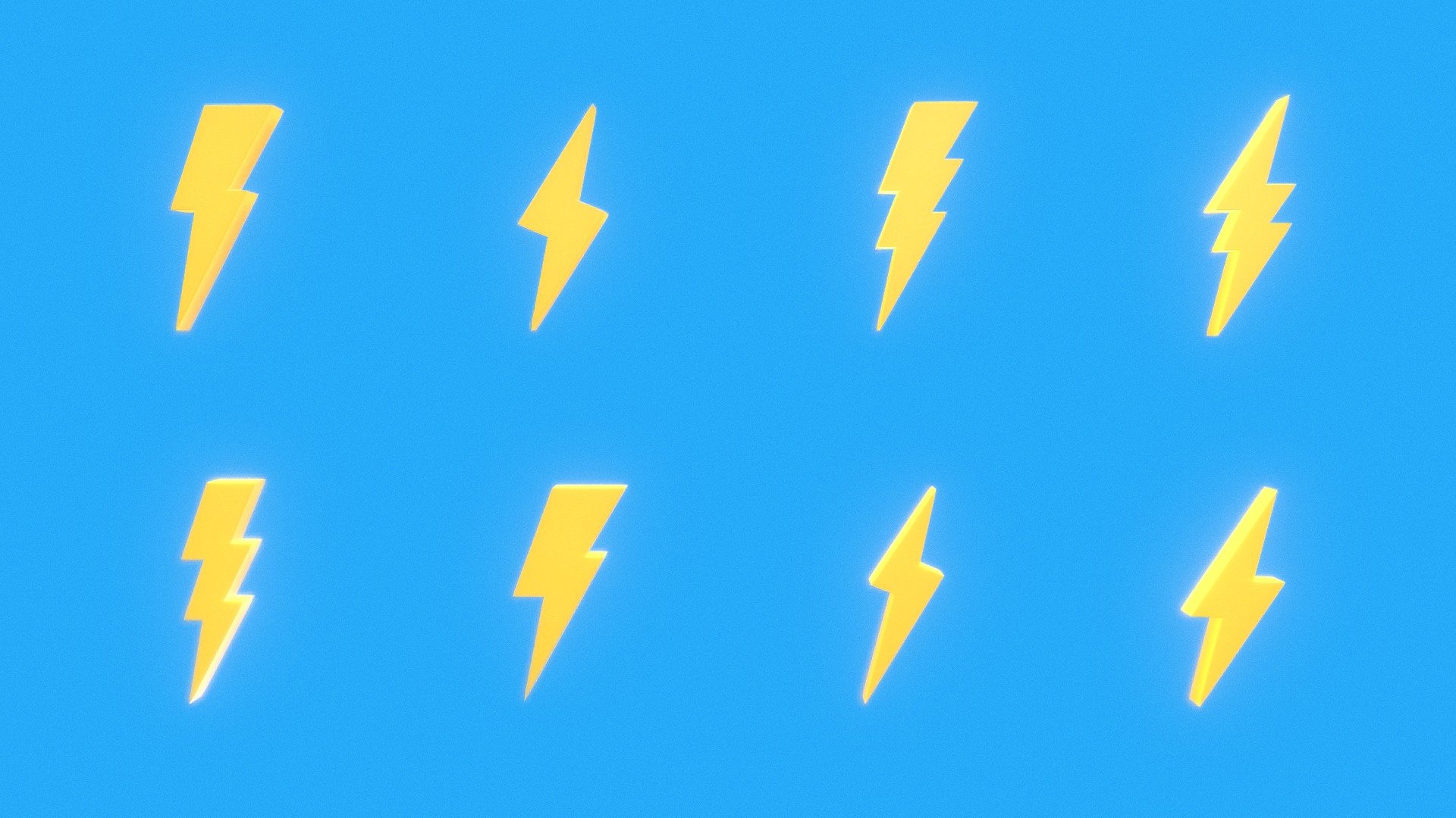 Lightning bolt symbols 3d model