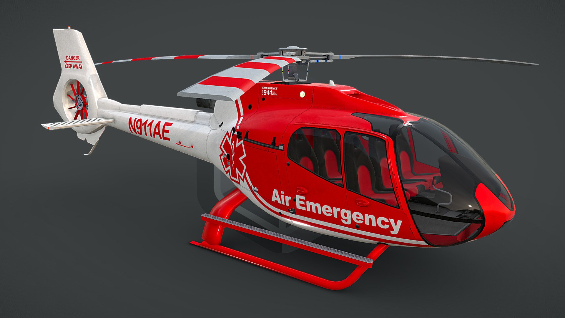 Air Emergency Helicopter EC130-H130 Livery 4 3d model