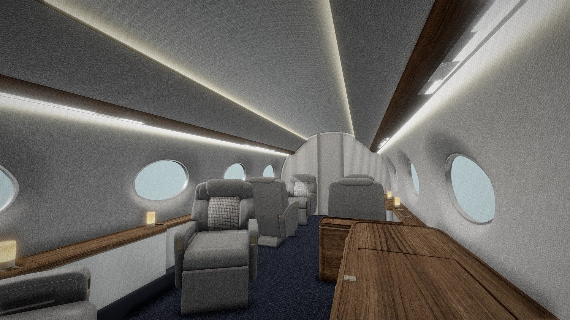 Private jet interior 3d model