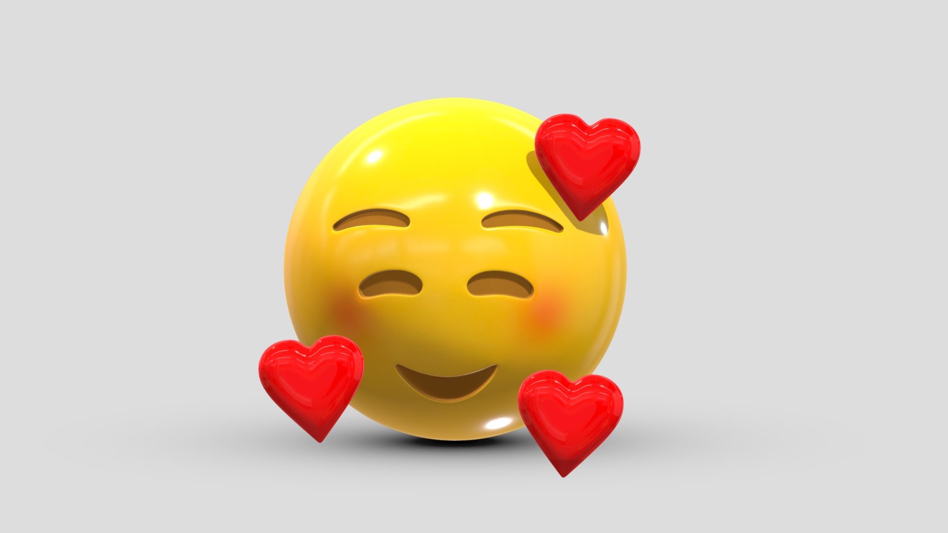 Apple Smiling Face with Hearts 3d model