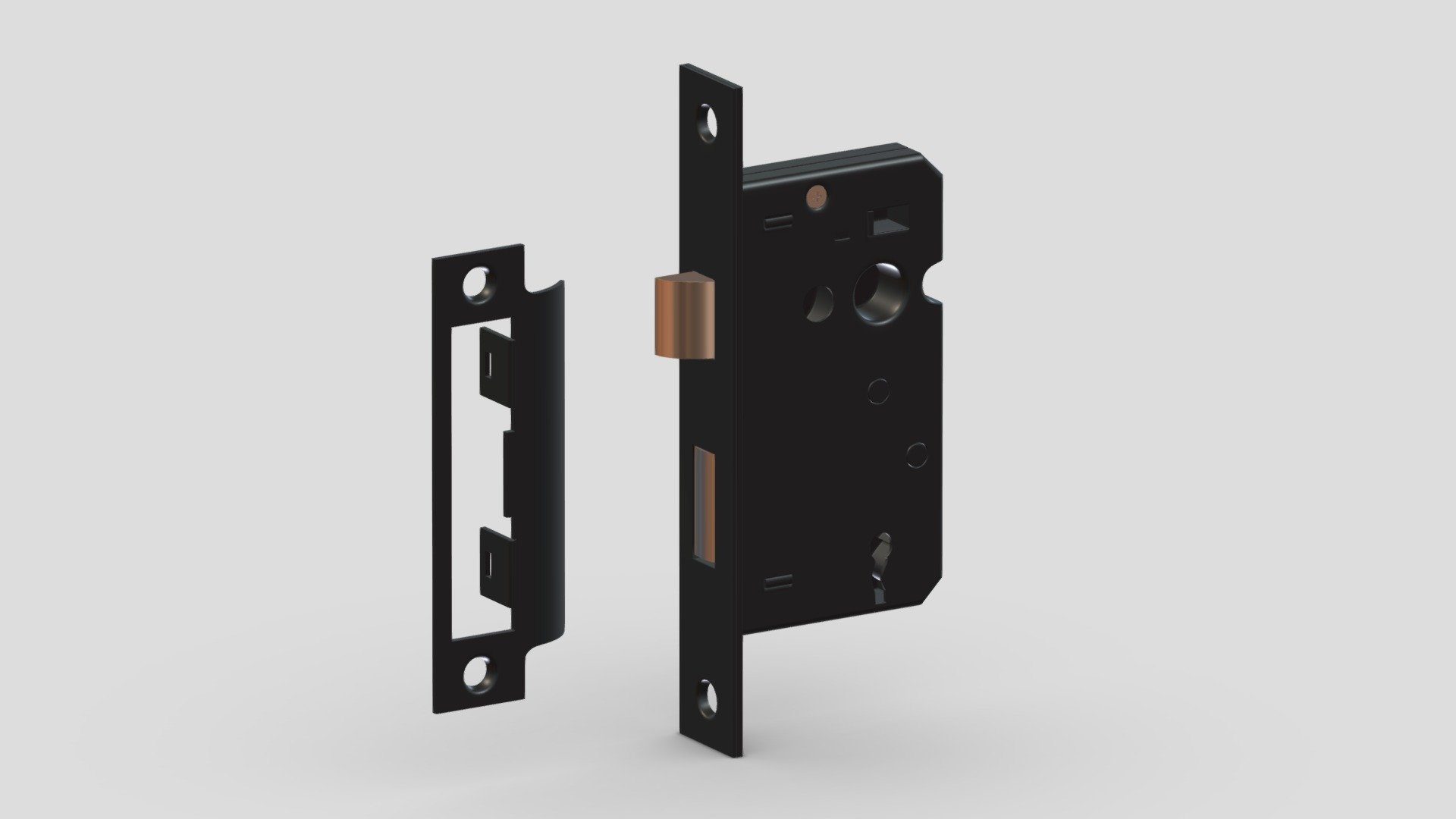 Matt Black Sash Lock 3d model