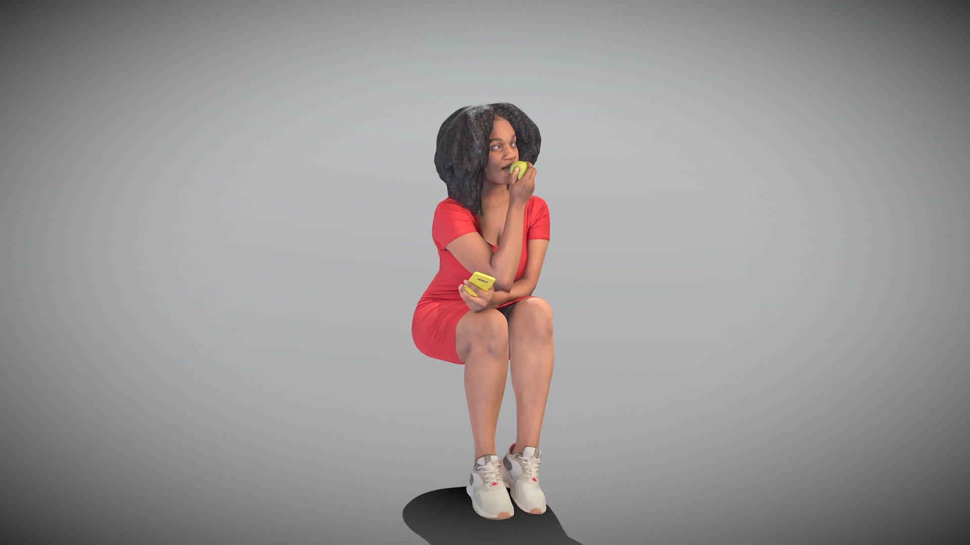 Young woman with apple 338 3d model