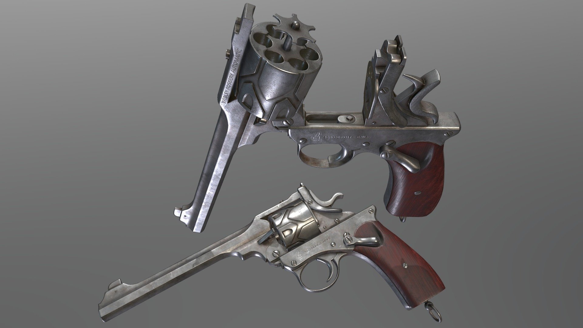 Webley Fosbery Automatic Revolver 3d model