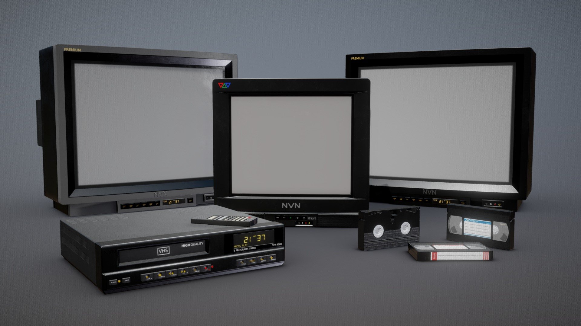 90s TVs and VHS Collection 3d model