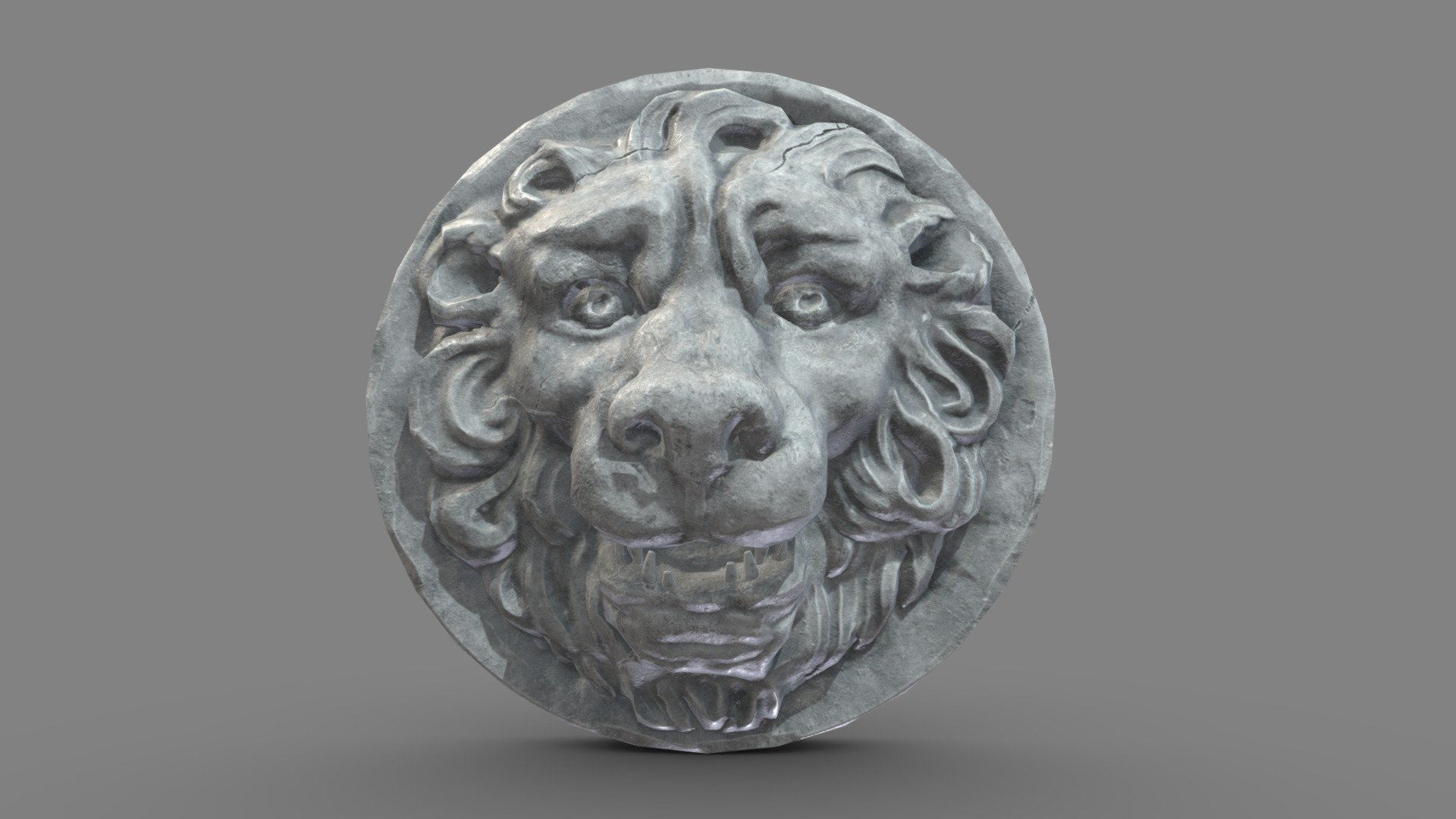 Lion Head 01 Low Poly PBR 3d model