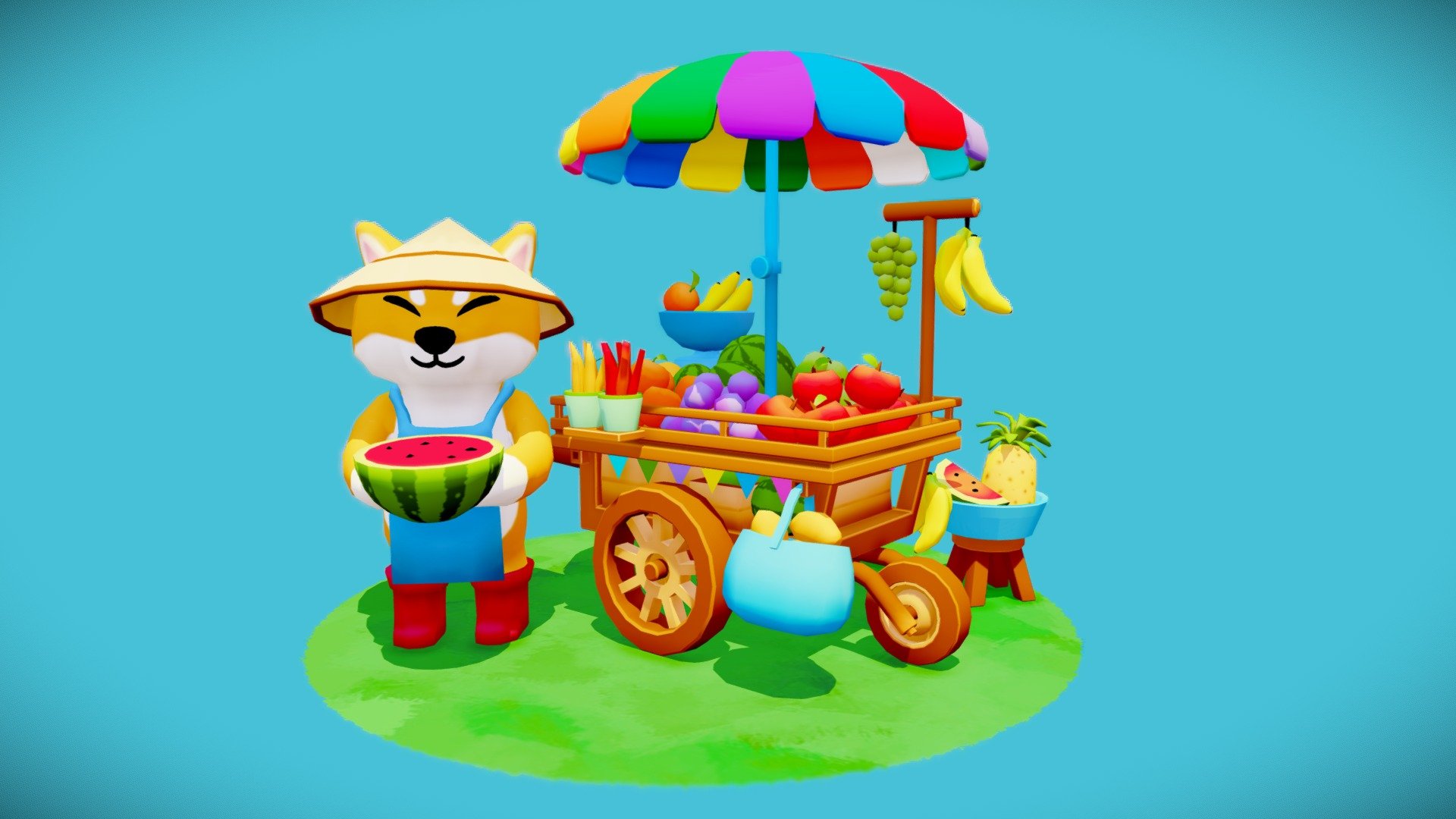 Fruit Cart 3d model