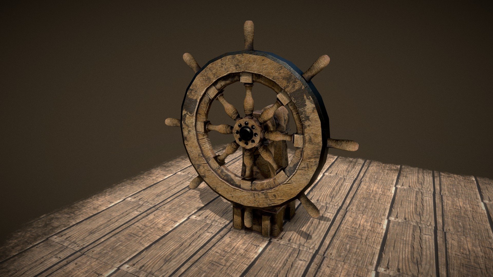 OBJECTS AND PROPS: SHIP STEERING WHEEL 3d model