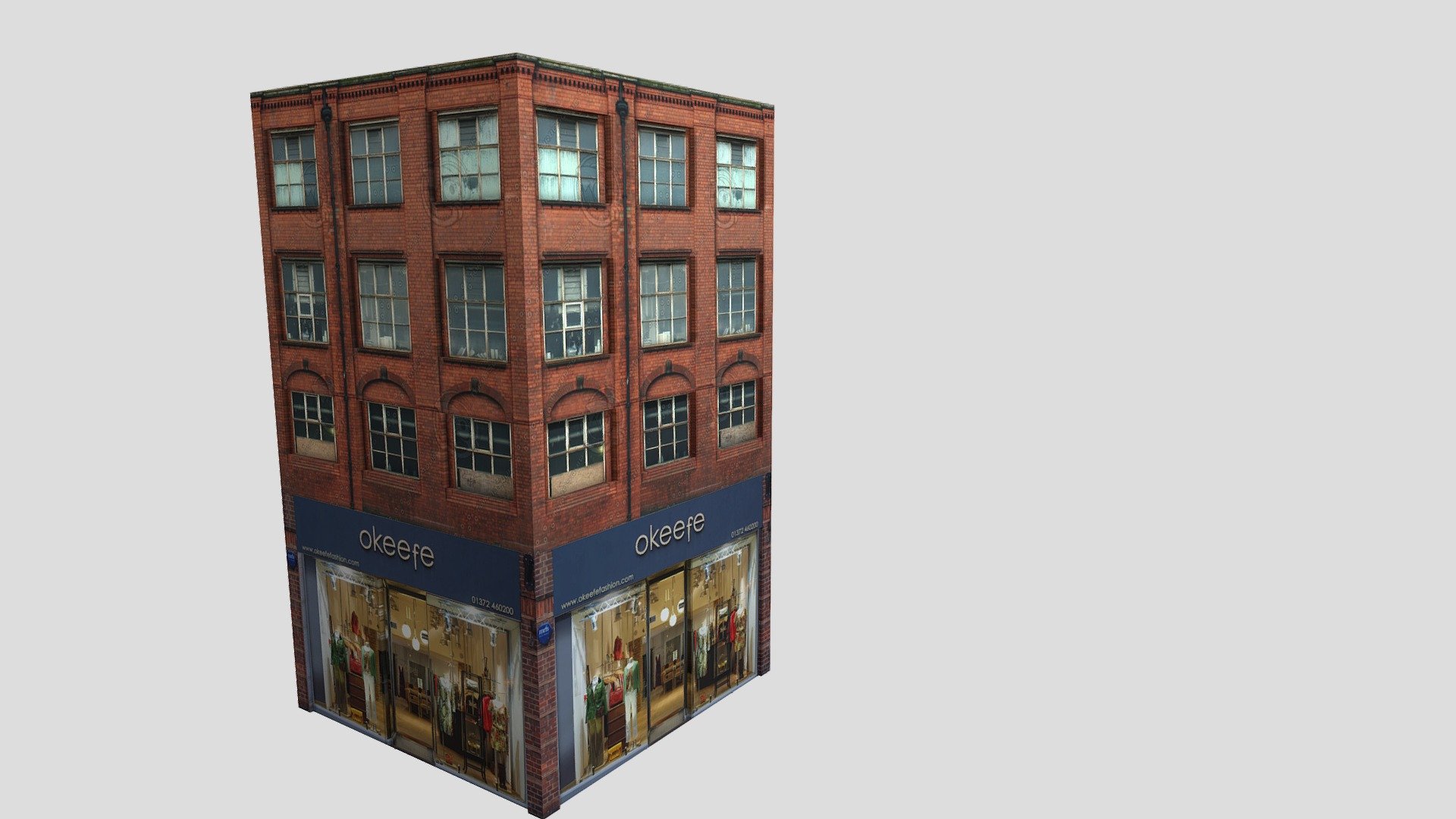 Building + shop 3d model