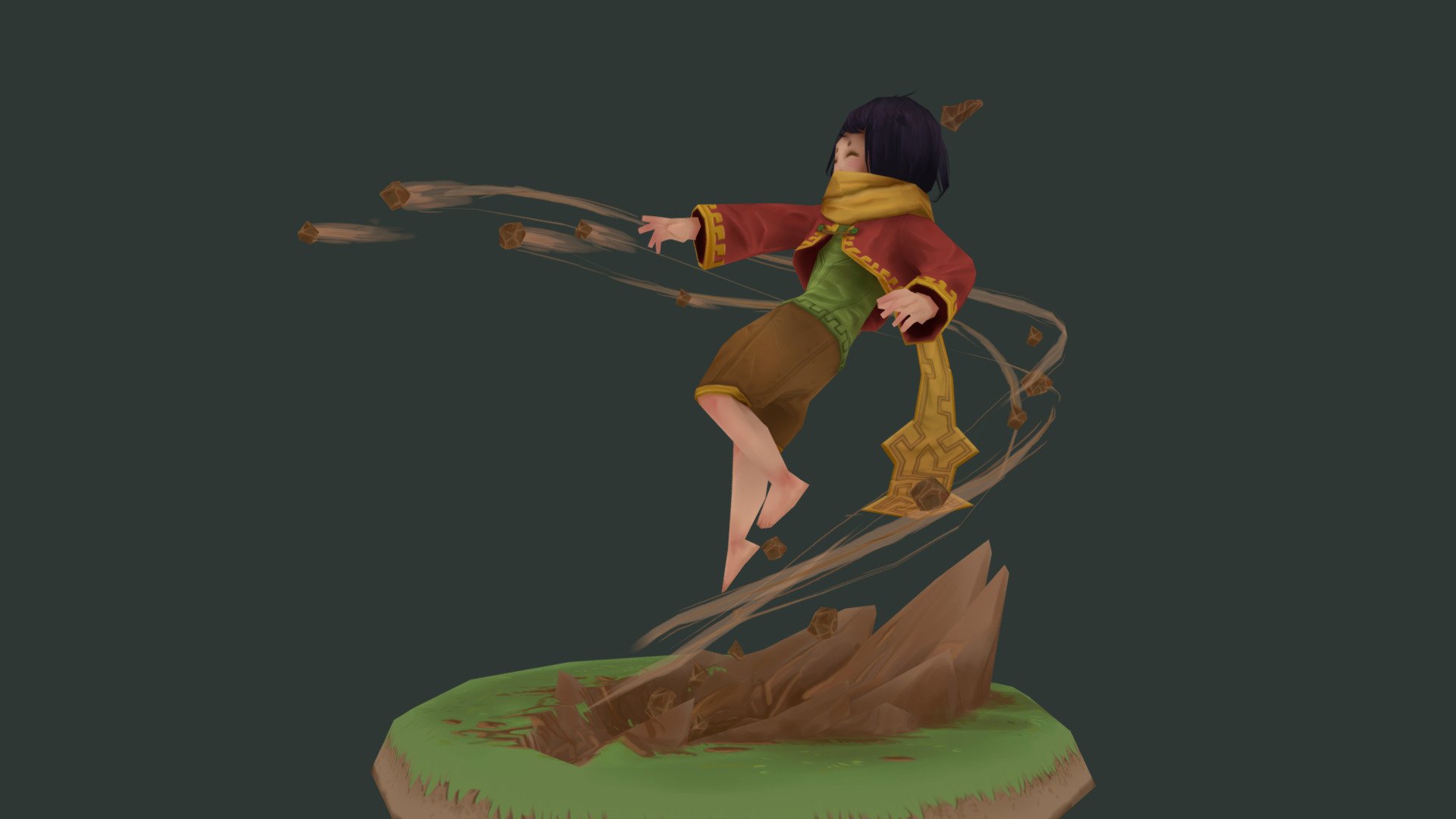 Earth Mage lowpoly character 3d model