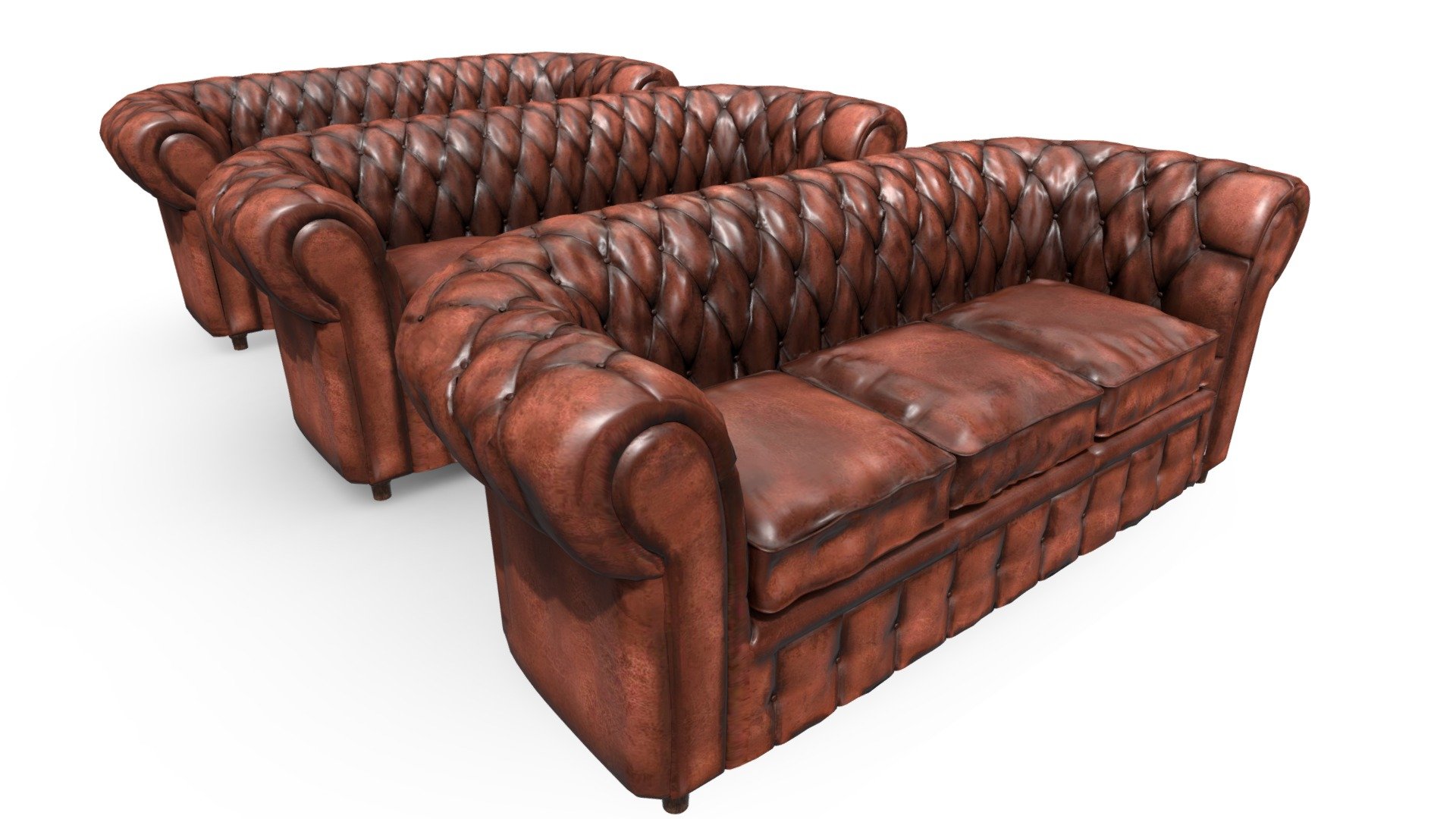 Sofa Chesterfield (SHP, HP and LP) 3d model