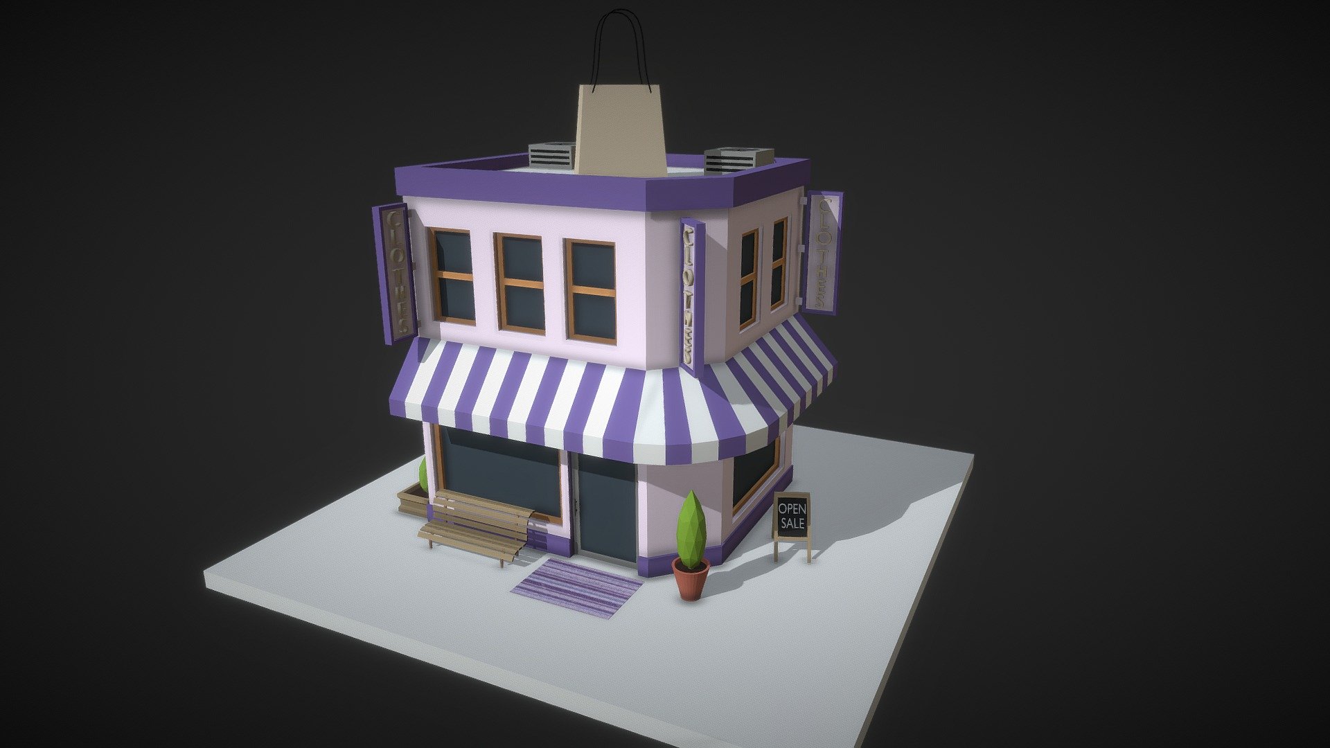 Low Poly Clothes Store 3d model