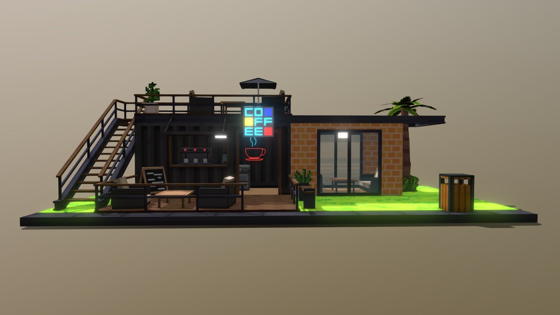 Container Coffee Shop 3d model