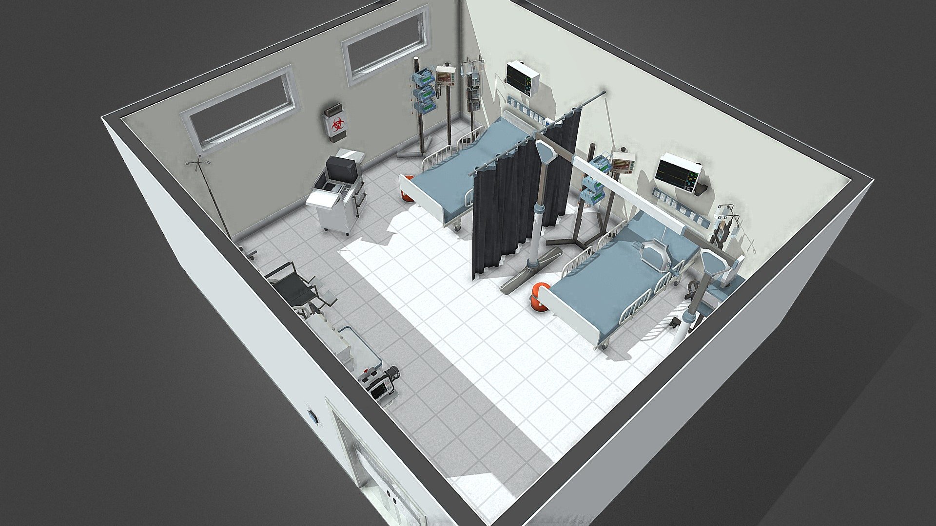 Covid-19 ICU room 3d model