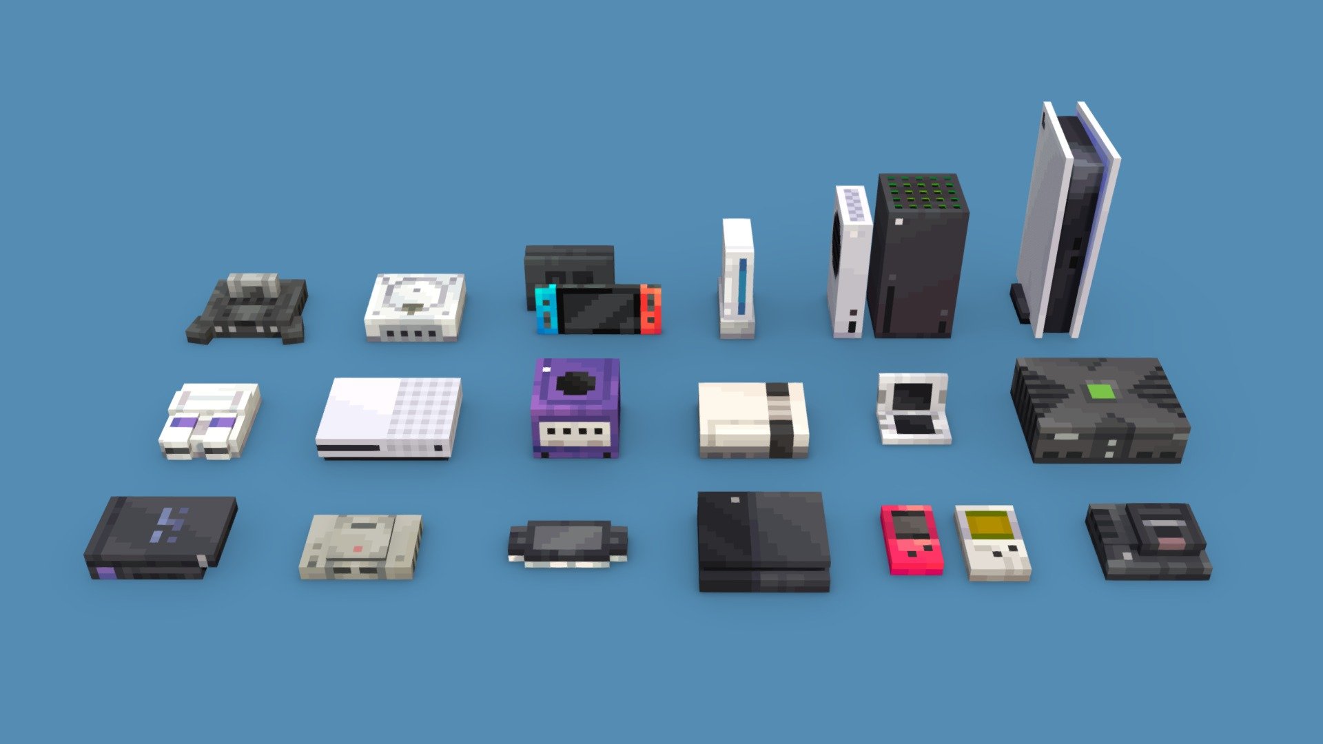 Low poly consoles 3d model