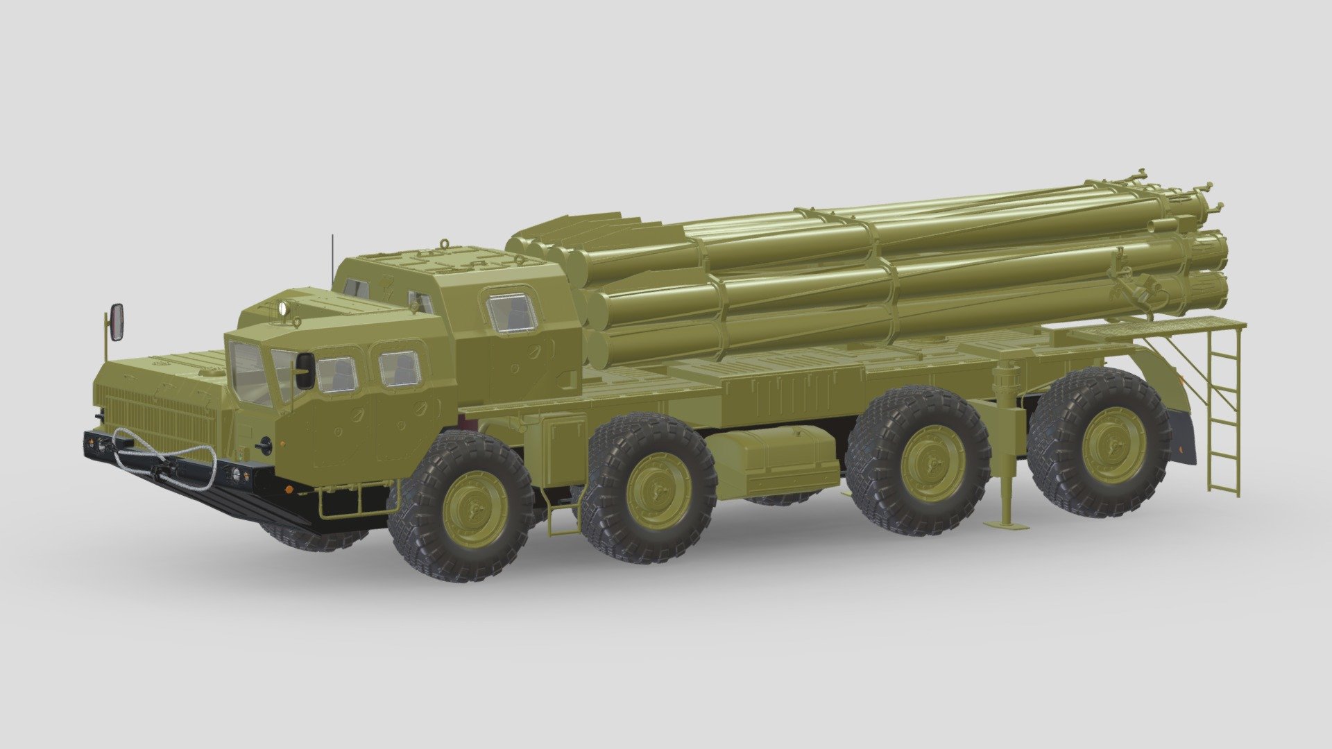 BM 30 Smerch Rocket Launcher Camouflage 3d model