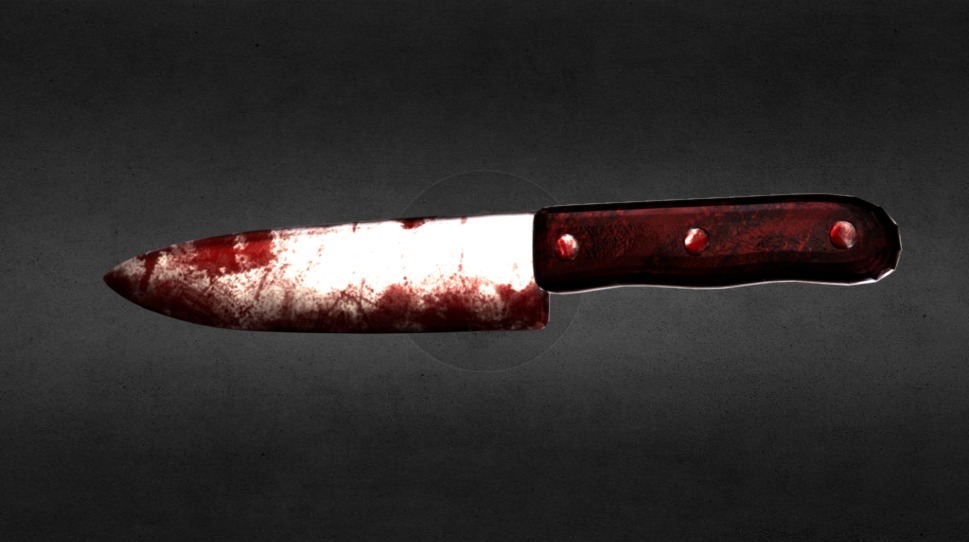 Old Bloody Kitchen Knife 3d model