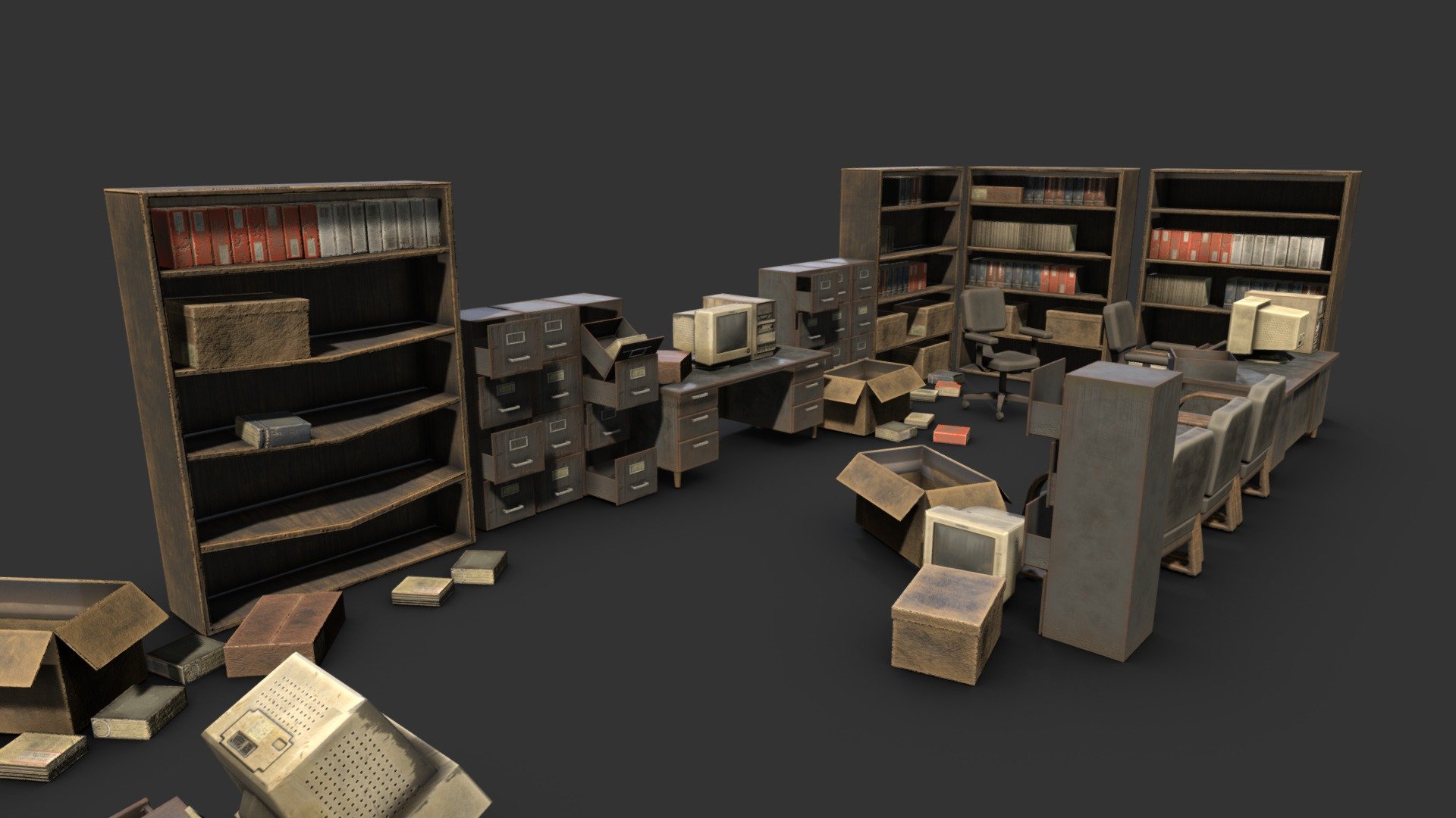 Ruined Office Furniture 3d model